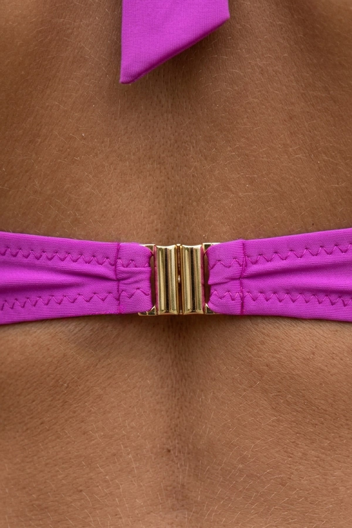 Mısırlı Aksesuarlı Uzun Üçgen Bikini Takım Fuşya