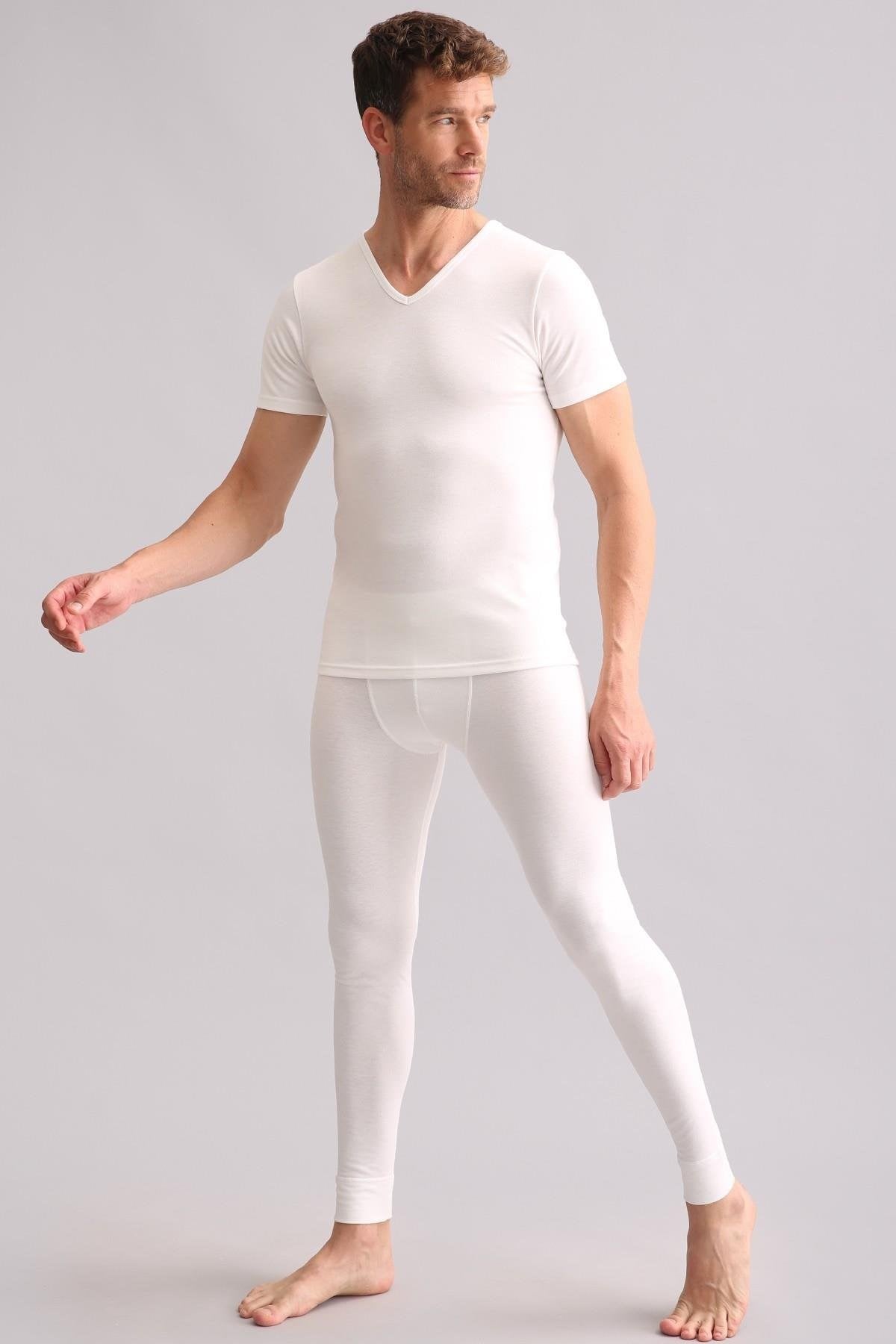 Mısırlı BAMBU TERMAL V Yaka Fanila / T-Shirt Ekru