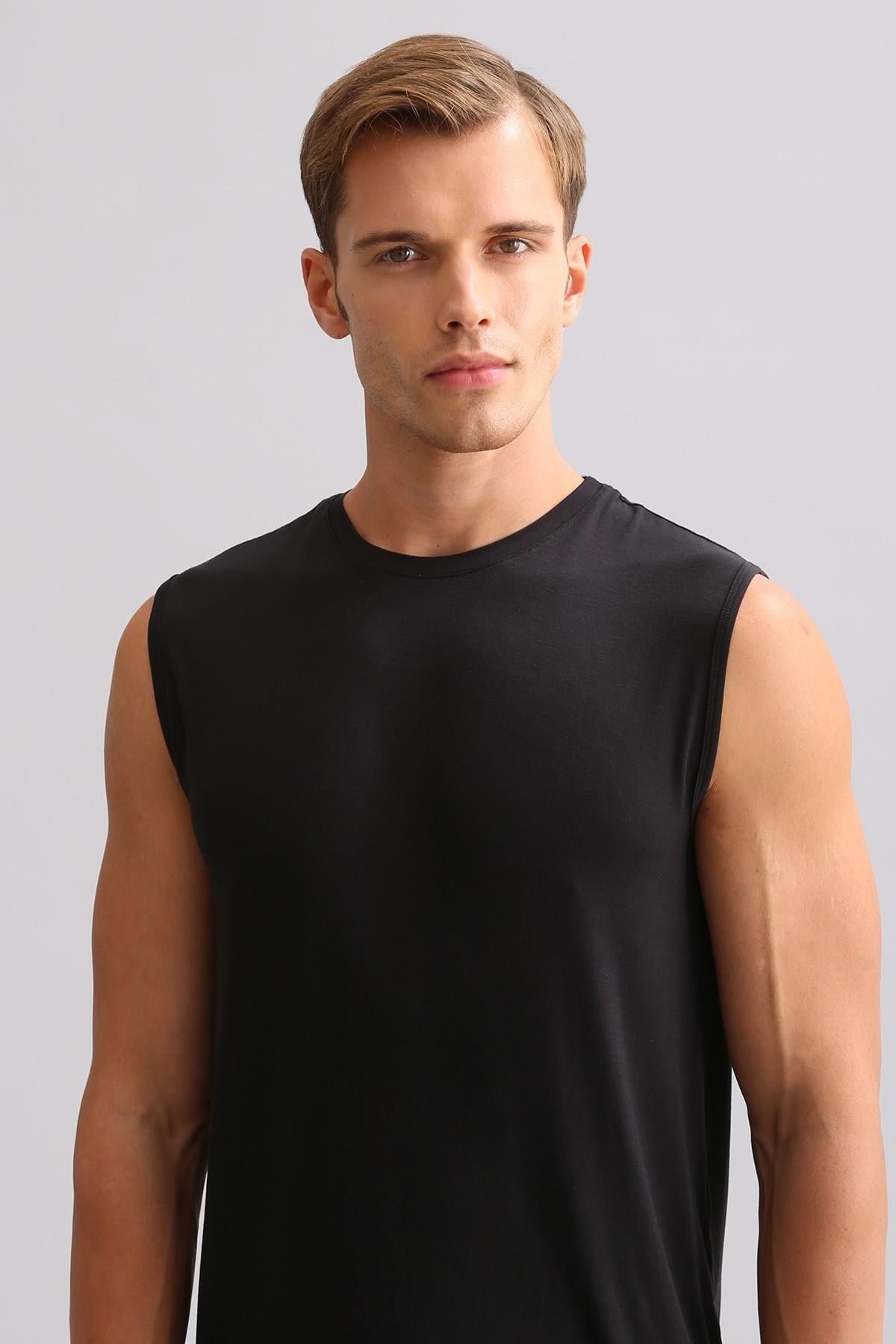 Mısırlı BAMBU ZEUS LUXURY Regular Fit Bisiklet Yaka Sporcu Atlet / T-Shirt Siyah