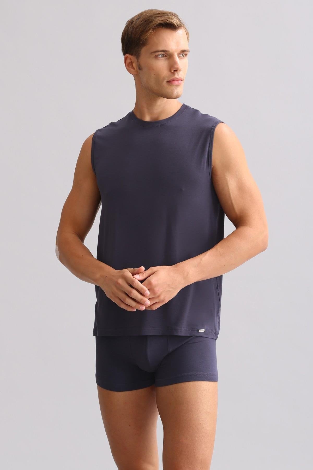 Mısırlı BAMBU ZEUS LUXURY Regular Fit Bisiklet Yaka Sporcu Atlet / T-Shirt Antrasit