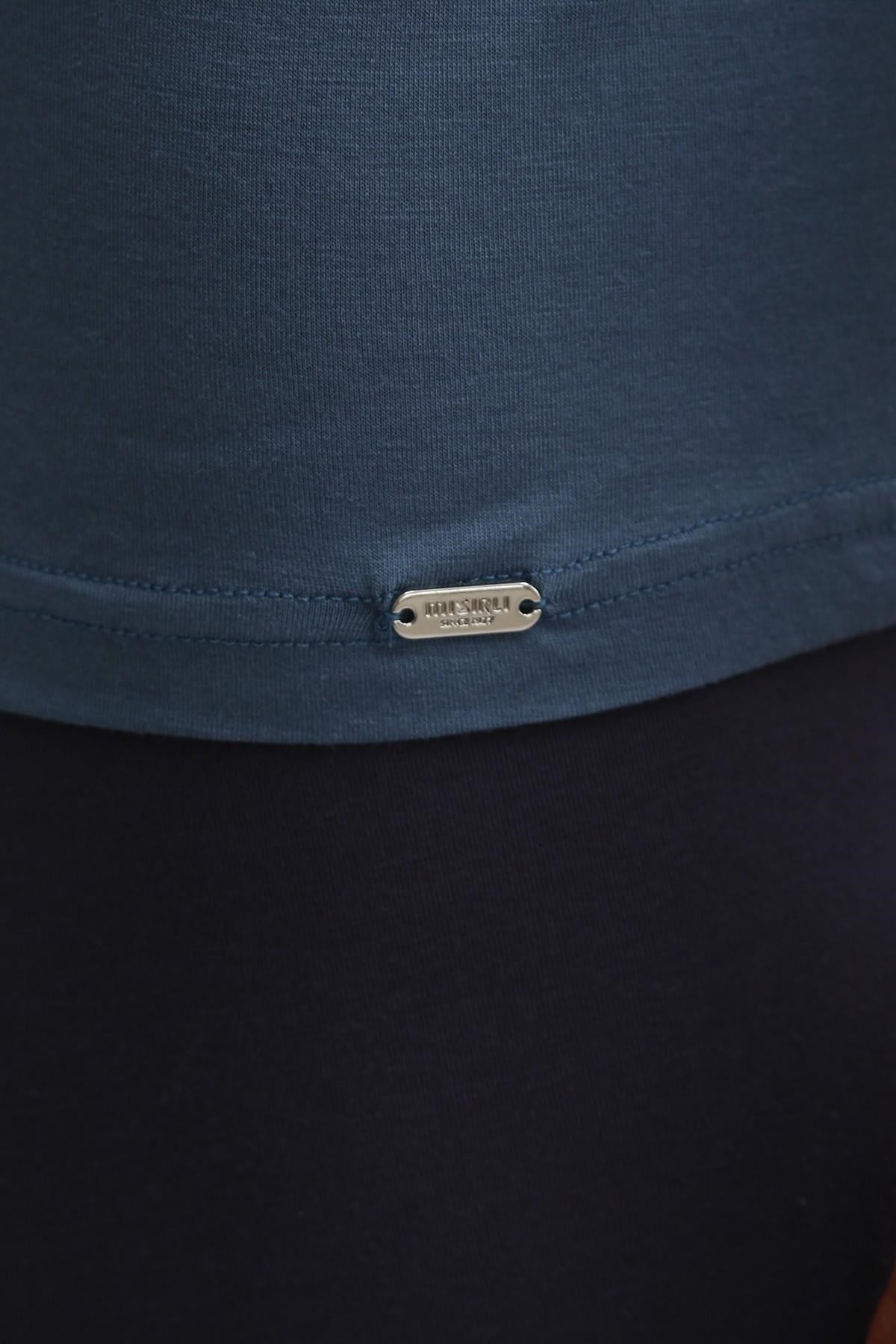 Mısırlı BAMBU ZEUS LUXURY Regular Fit V Yaka Sporcu Atlet / T-Shirt Gece Mavisi