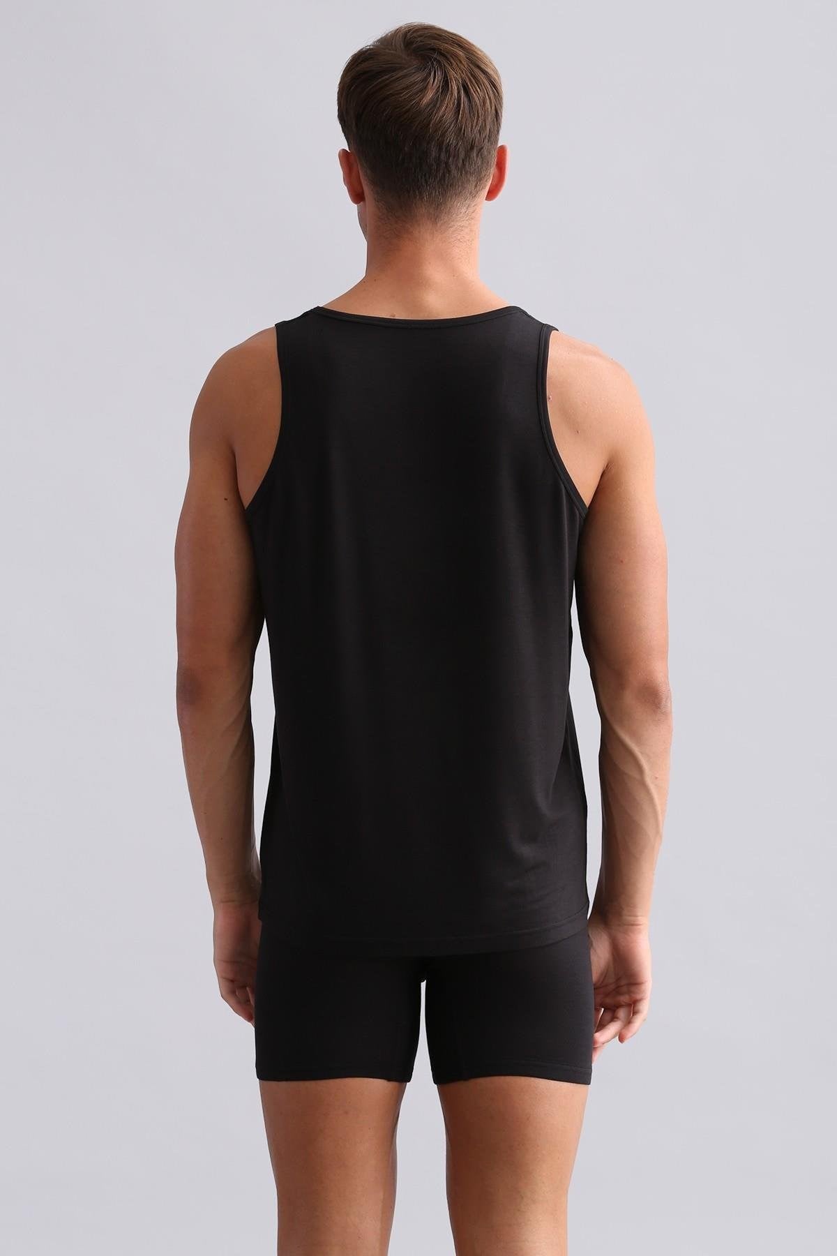 Mısırlı BAMBU ZEUS Regular Fit Basic Atlet / T-Shirt Siyah