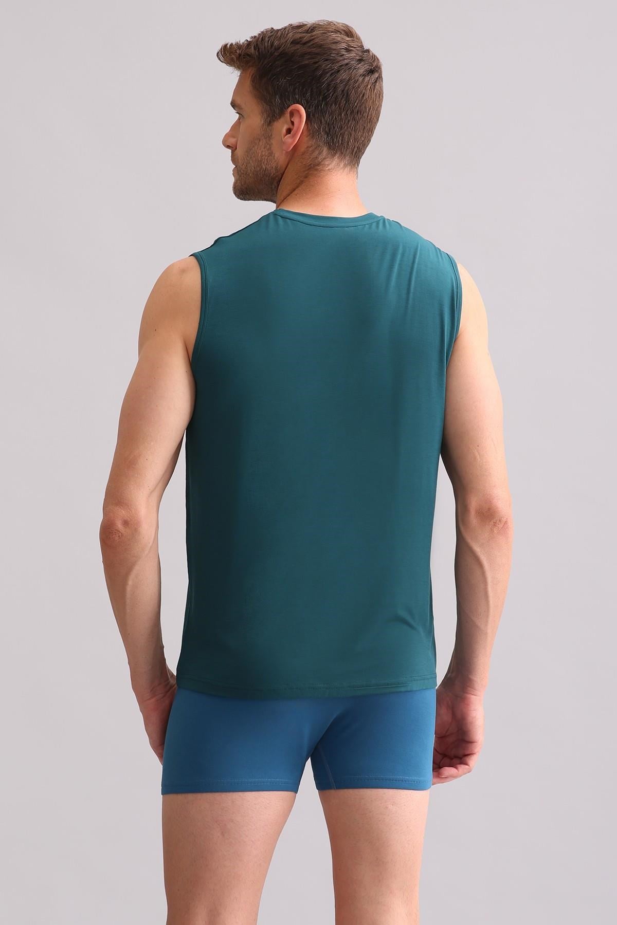 Mısırlı BAMBU ZEUS Regular Fit Bisiklet Yaka Sporcu Atlet / T-Shirt Fit Green