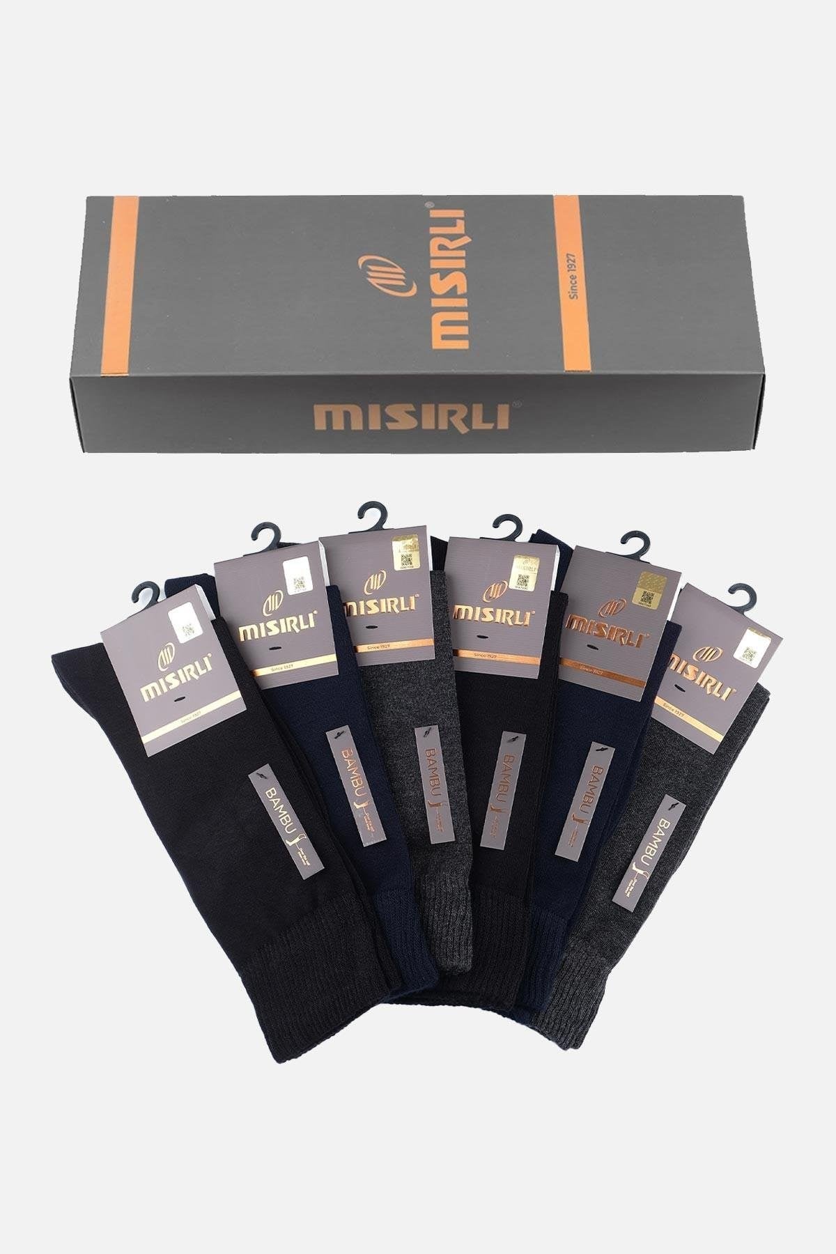 Mısırlı Erkek Bambu Kutulu 6 Çift Uzun Konç Çorap Çok Renkli