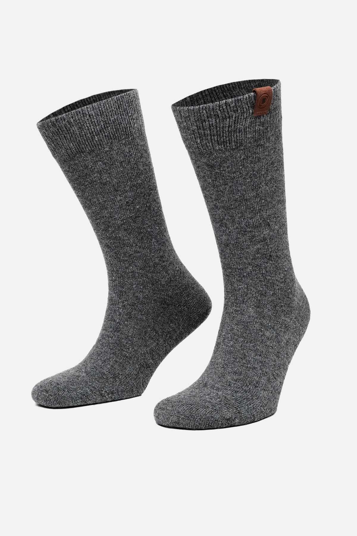 Mısırlı Erkek Kuzu Yünü (Lambswool) Tekli Soket Çorap Füme