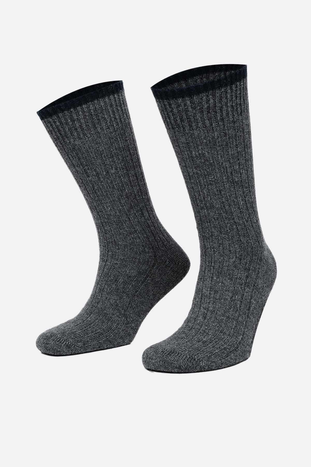 Mısırlı Erkek Kuzu Yünü (Lambswool) Tekli Soket Çorap Füme