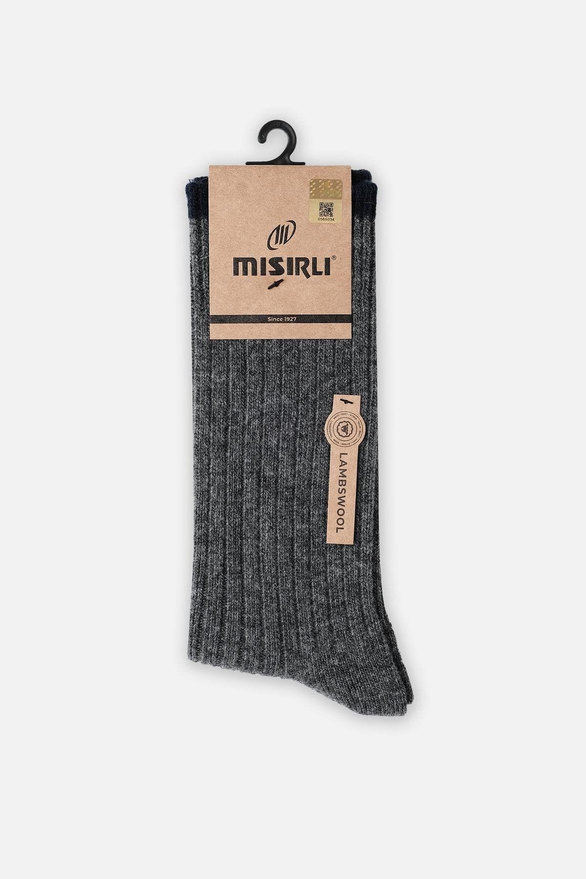 Mısırlı Erkek Kuzu Yünü (Lambswool) Tekli Soket Çorap Füme