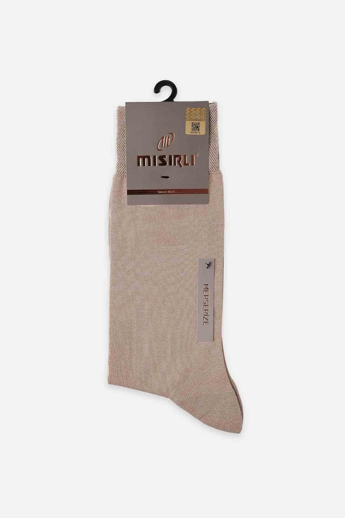 Mısırlı Erkek Merserize Tekli Yazlık Soket Çorap Sütlü Kahverengi