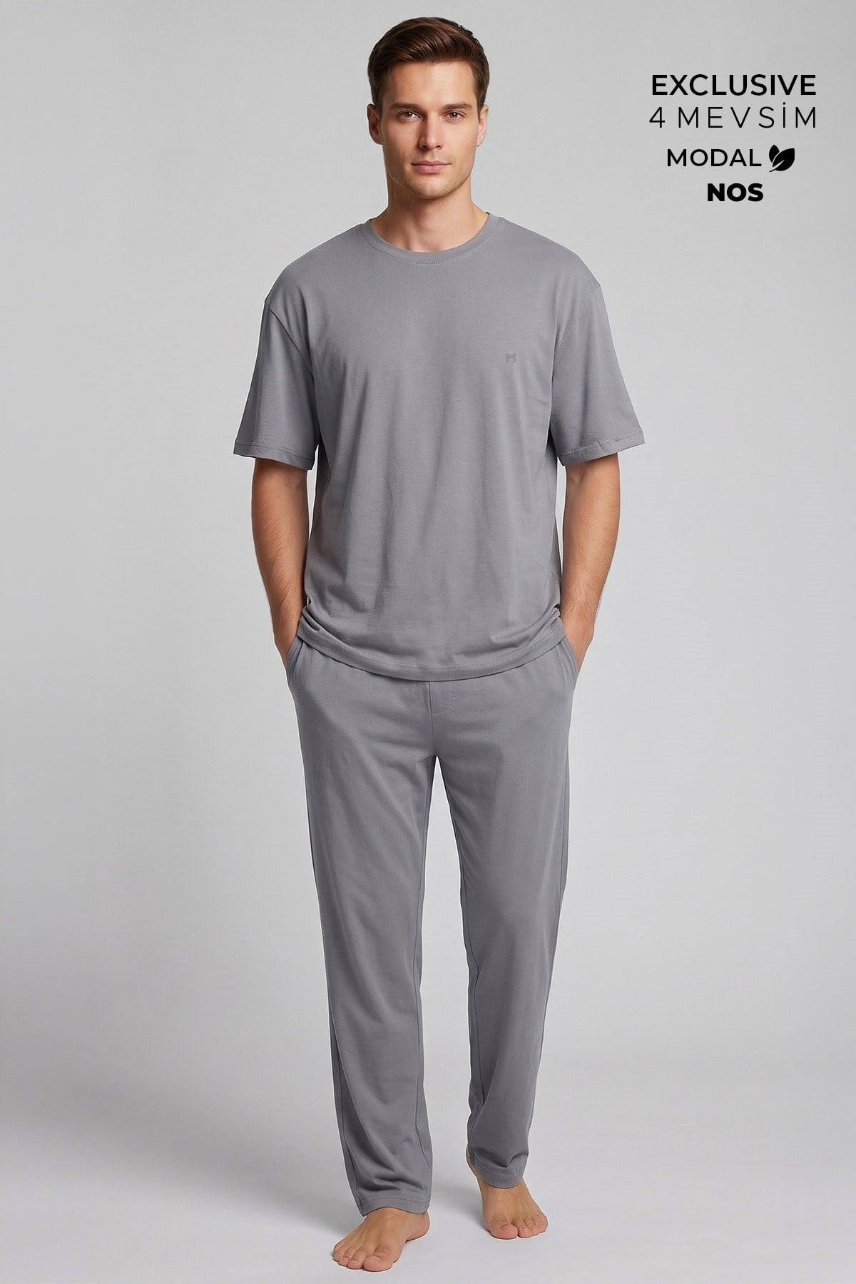 Mısırlı Erkek Modal Karışımlı Pijama Takım Gri