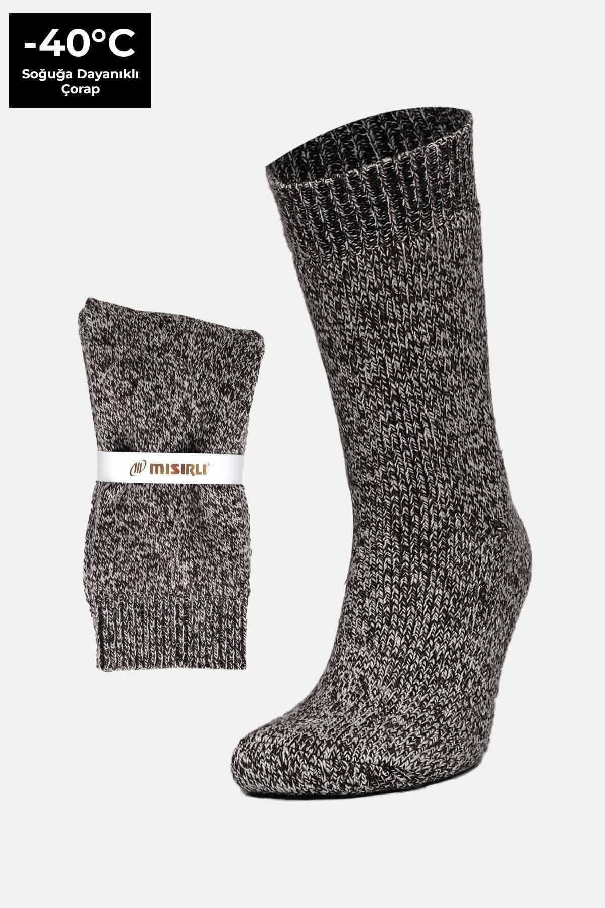 Mısırlı Erkek Norweger Merino Yünü Kışlık Tekli Soket Bot Çorabı Kahverengi