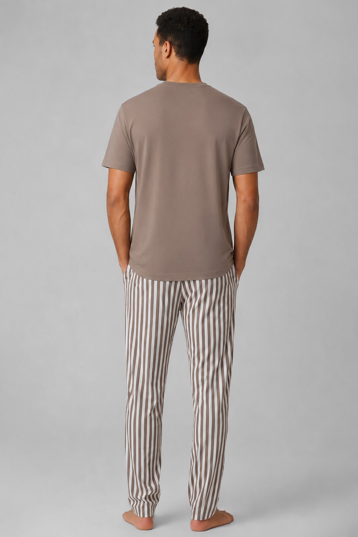 Mısırlı Erkek Pamuk Çizgili Pijama Takım Vison