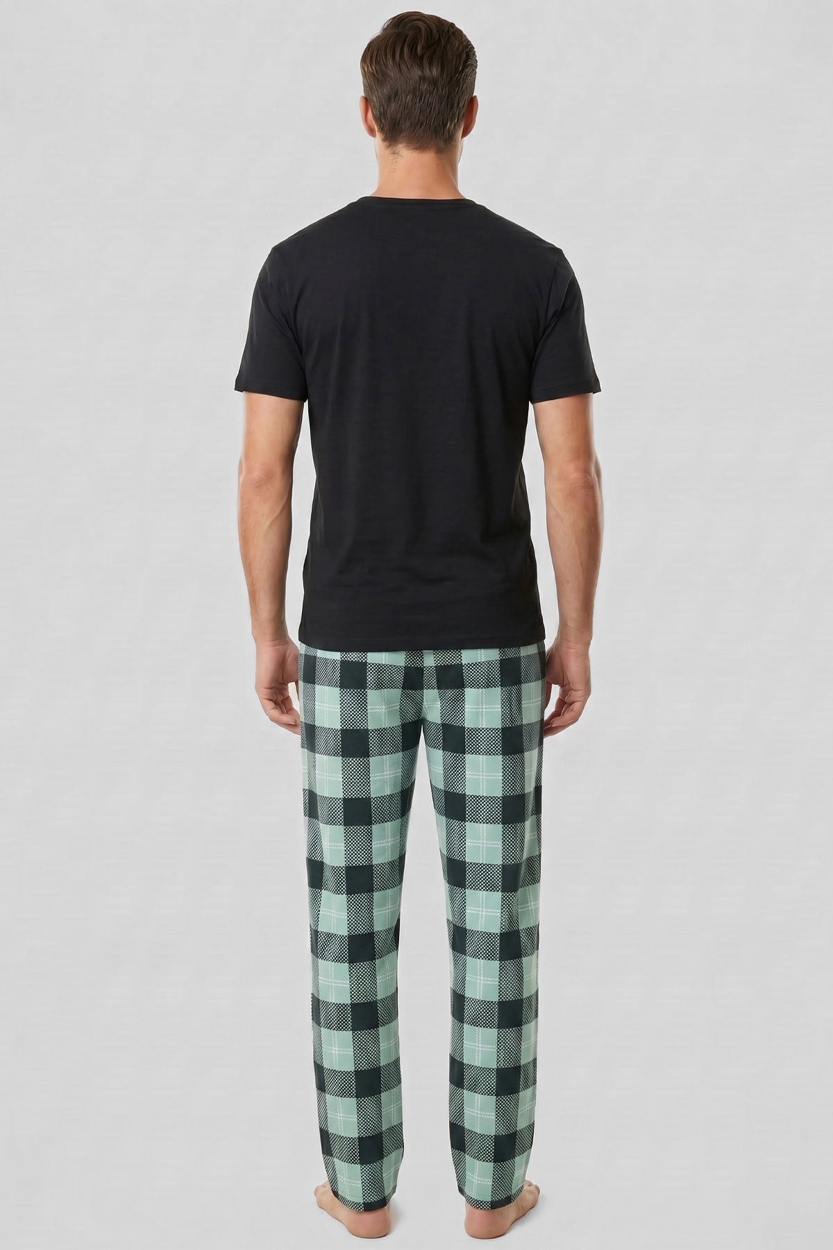 Mısırlı Erkek Pamuk Ekoseli Pijama Takım Mint