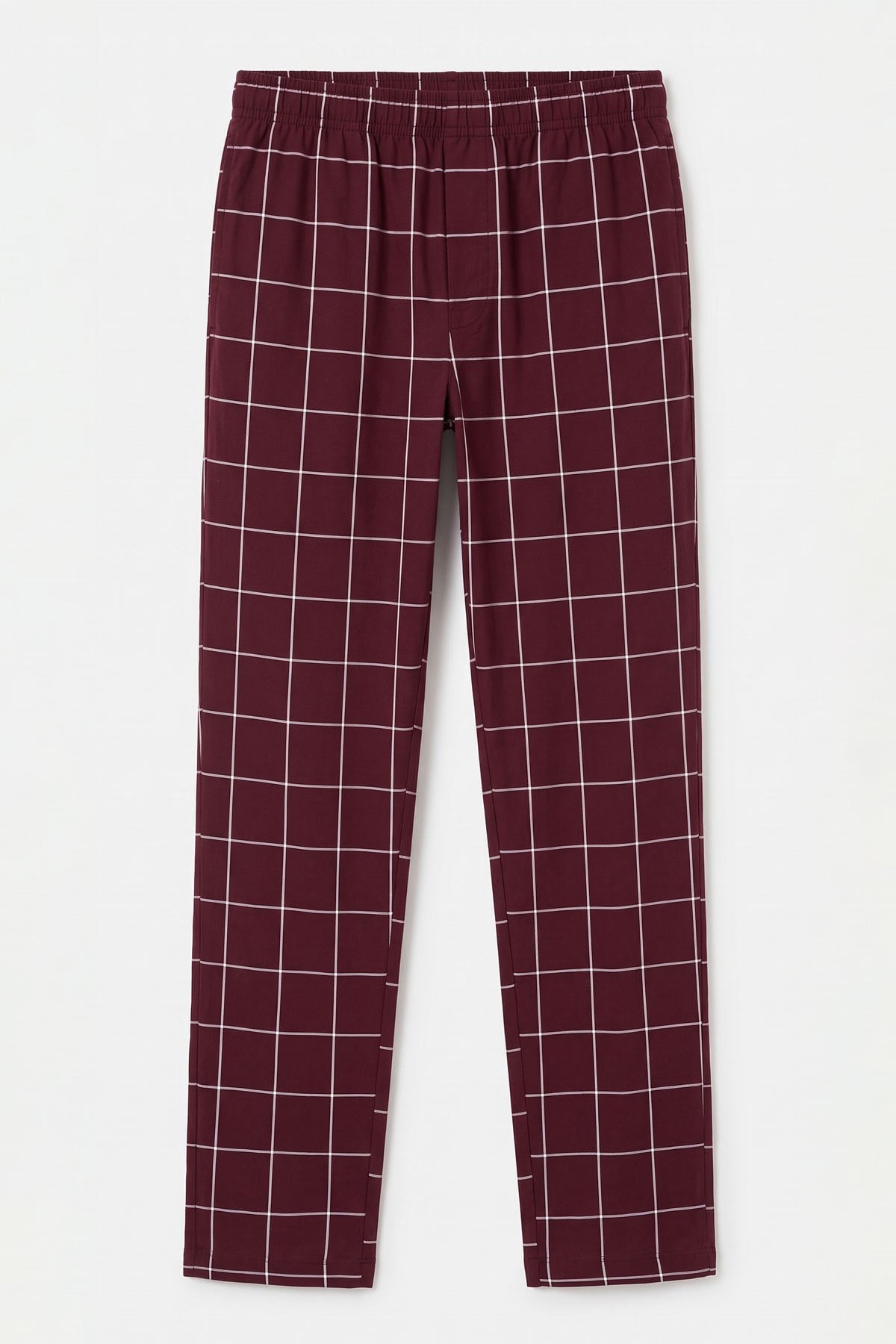 Mısırlı Erkek Pamuk İnce Ekoseli Alt  Pijama Bordo