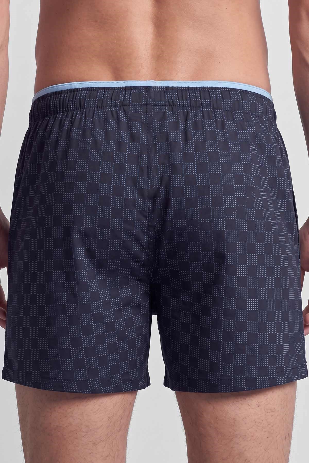Mısırlı Erkek Pamuk Köşe Üçgen Relax Fit Boxer Çiçek Desenli /Lacivert