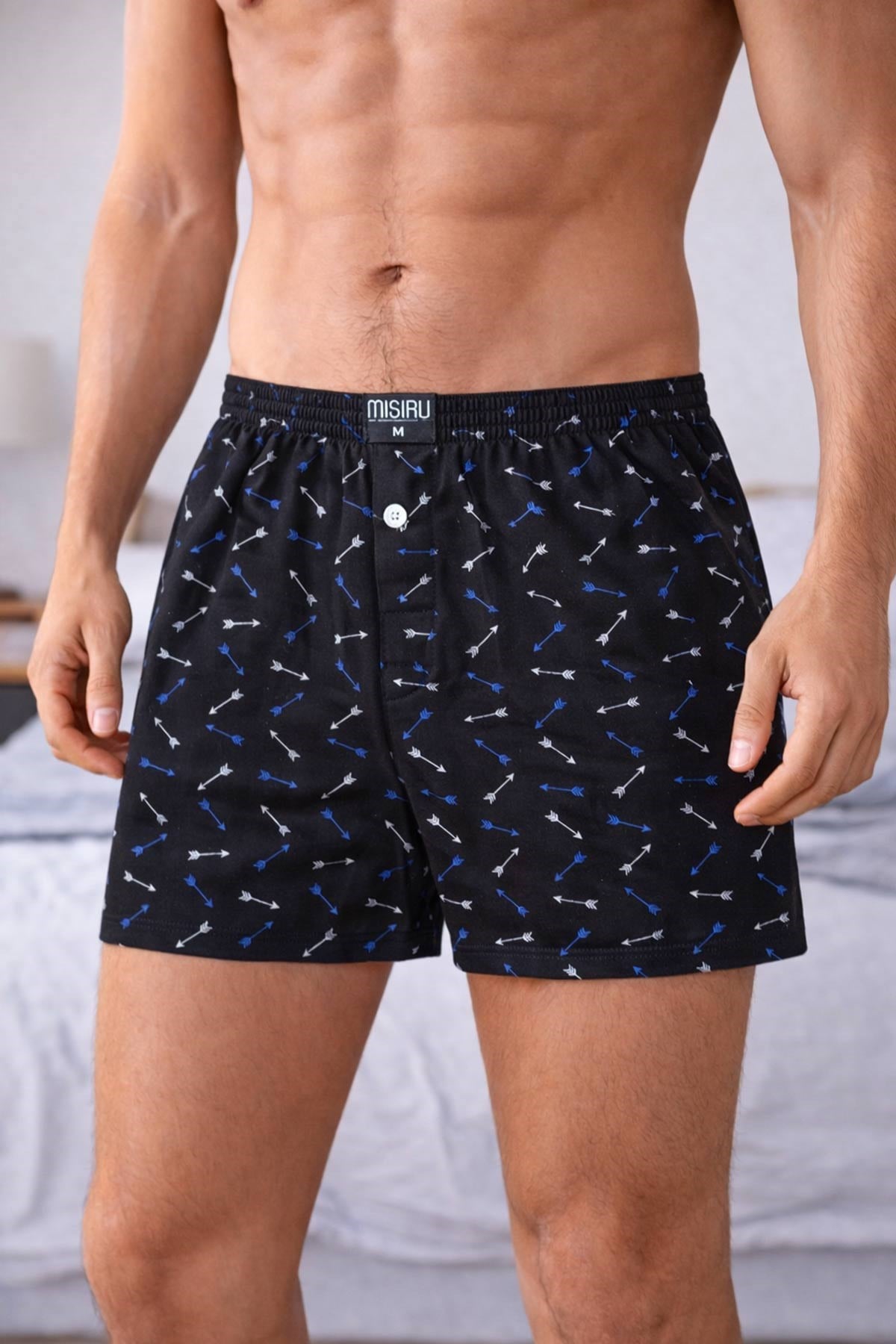Mısırlı Erkek Pamuklu Artemis Desenli Şort Boxer Ok Desenli
