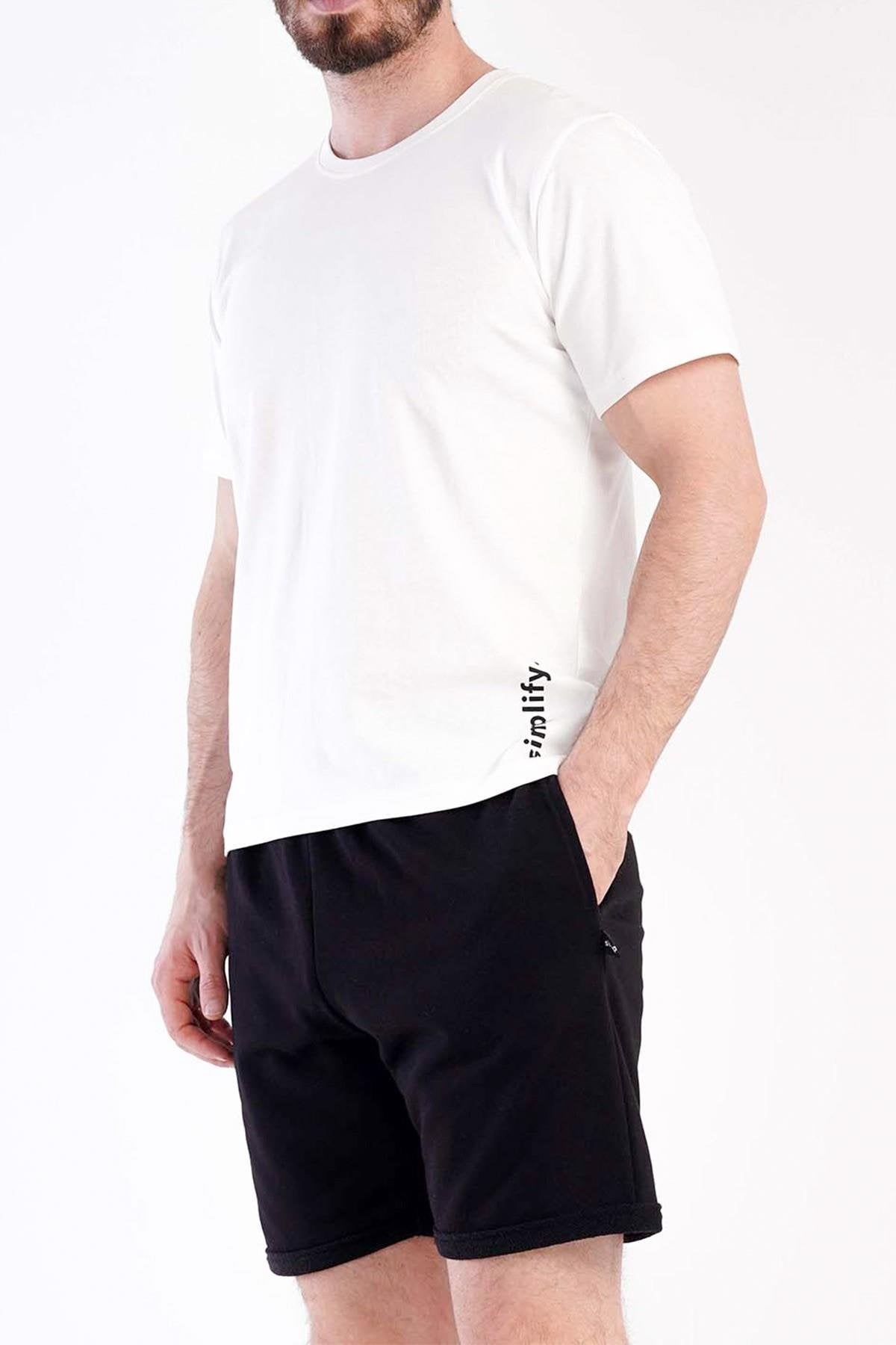 Mısırlı Erkek Pamuklu Kısa Kol Şort Pijama Takımı Beyaz