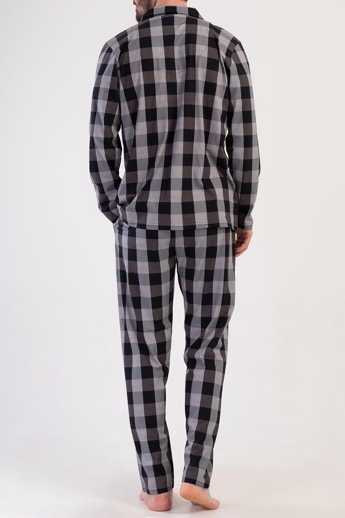 Mısırlı Erkek Pamuklu Uzun Kollu Pijama Takımı Siyah