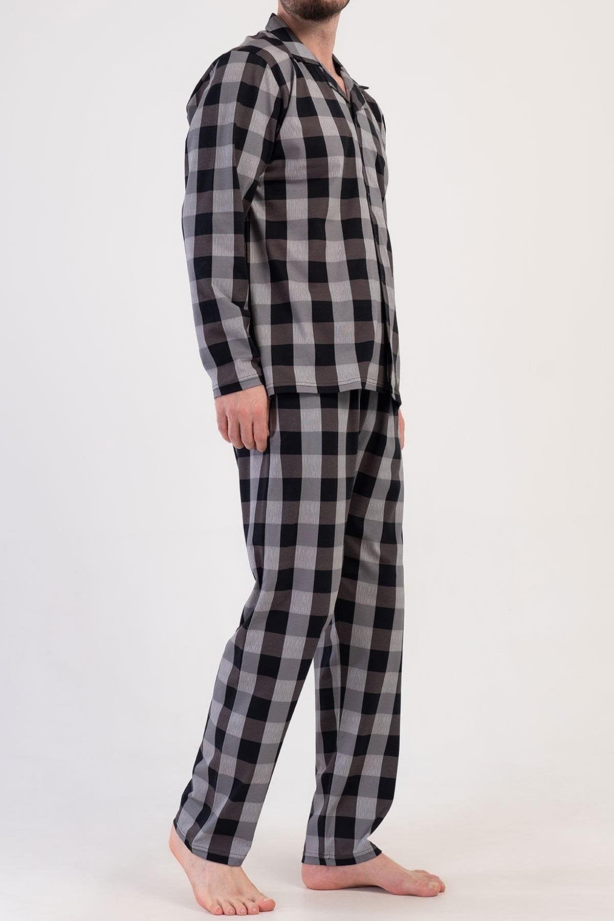 Mısırlı Erkek Pamuklu Uzun Kollu Pijama Takımı Siyah