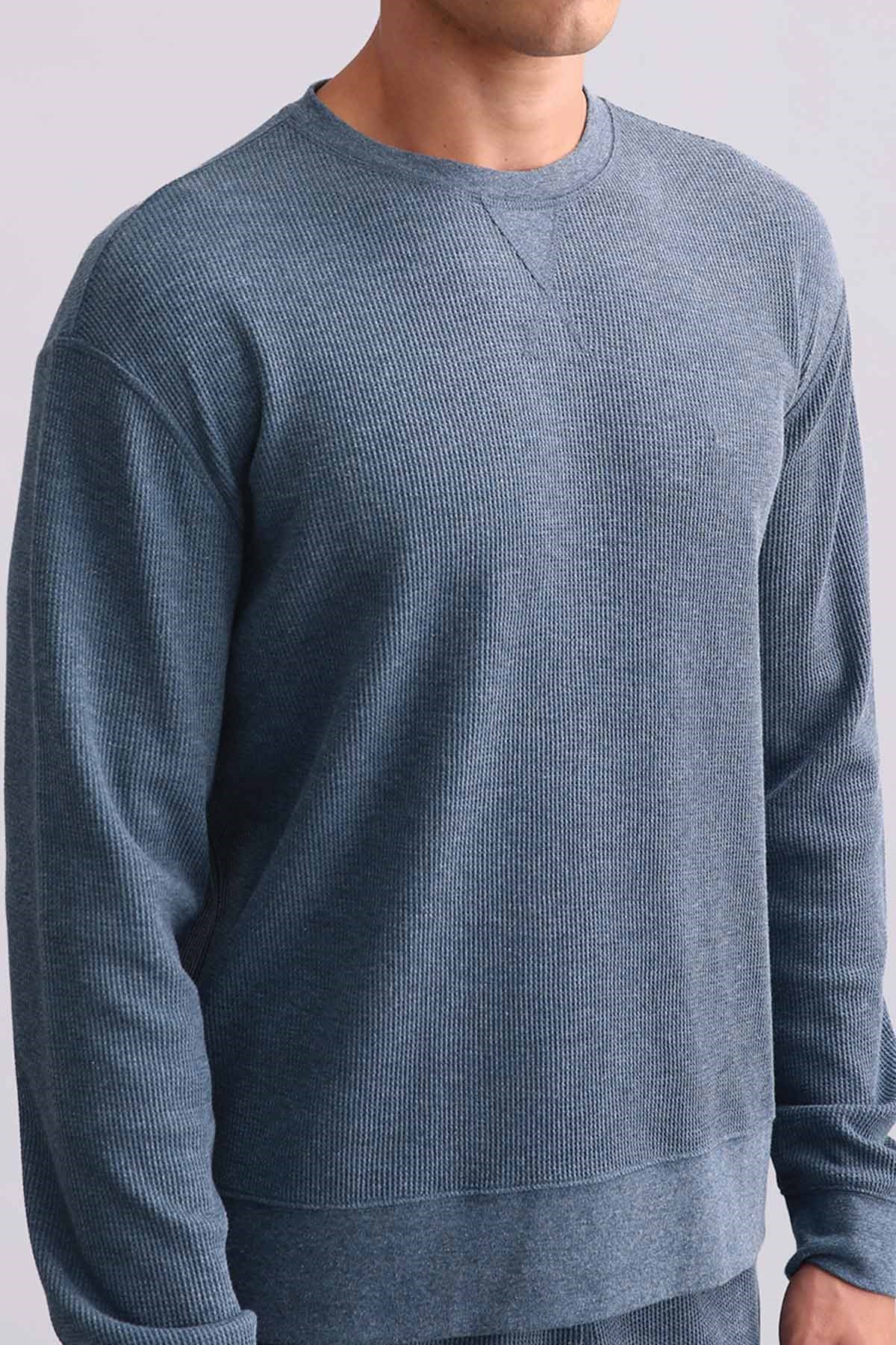 Mısırlı Erkek Pamuklu Uzun Kollu Pijama Takımı İndigo