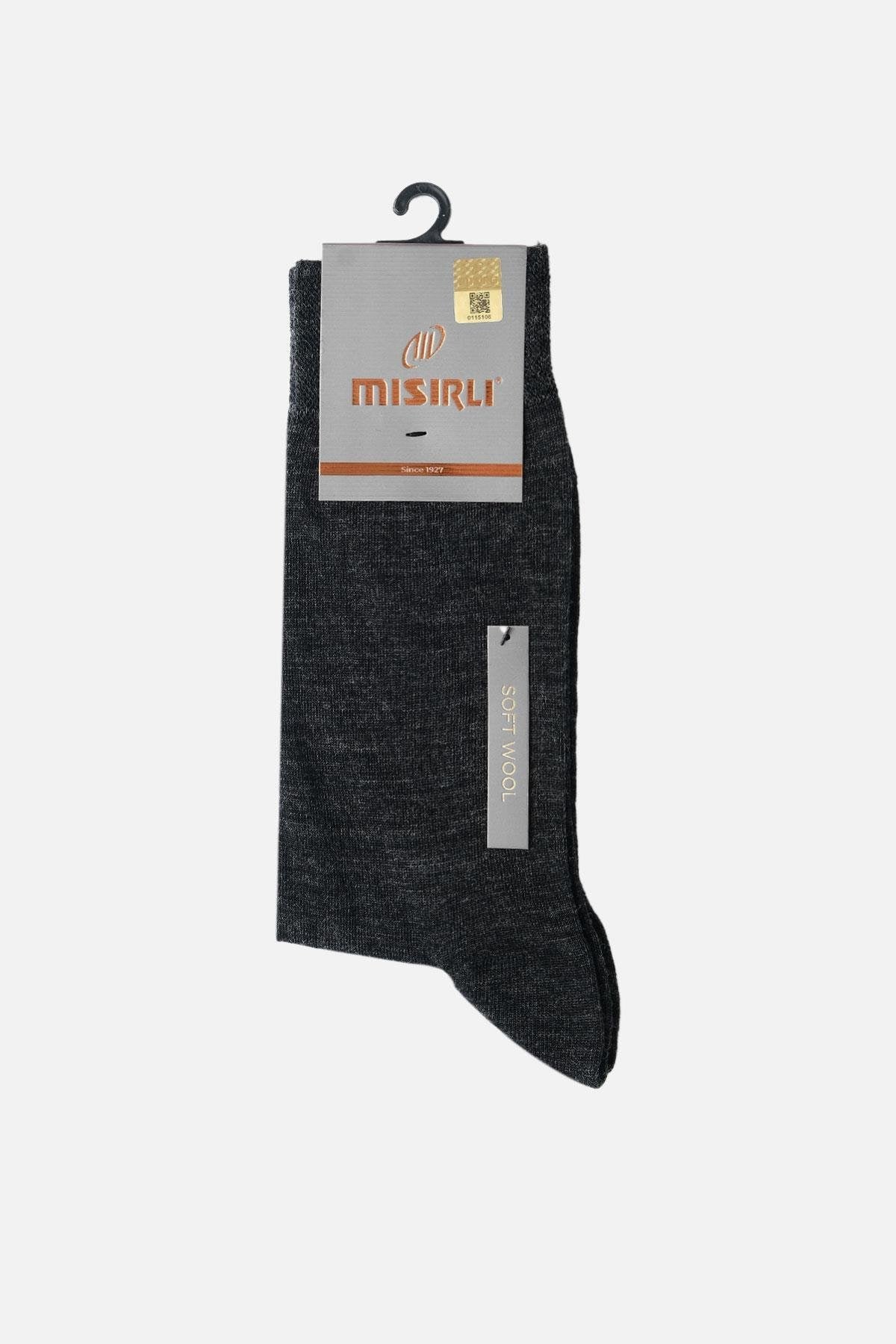 Mısırlı Erkek Soft Wool (Koyun Yünü) Tekli Soket Çorap Antrasit