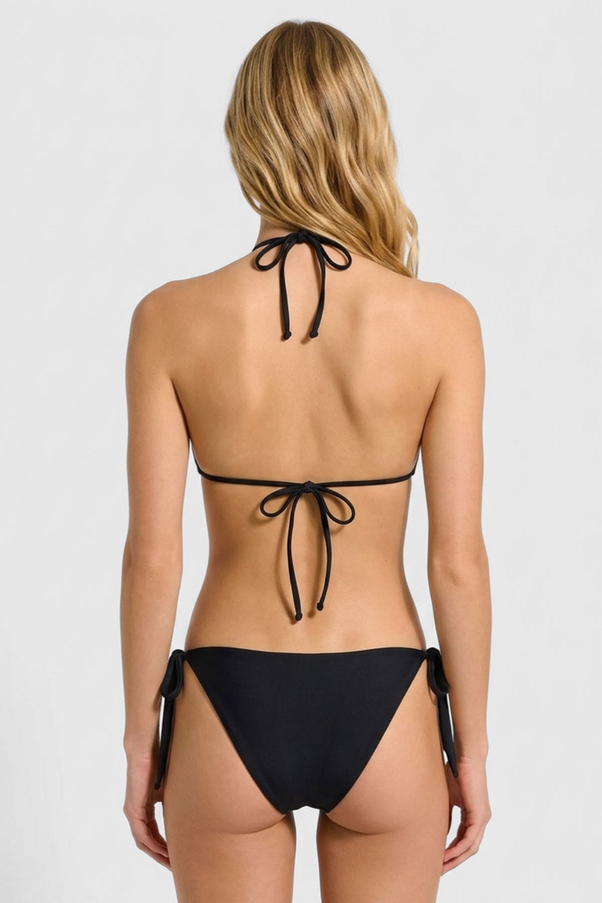 Mısırlı Fileli Üçgen Bikini Takım Siyah