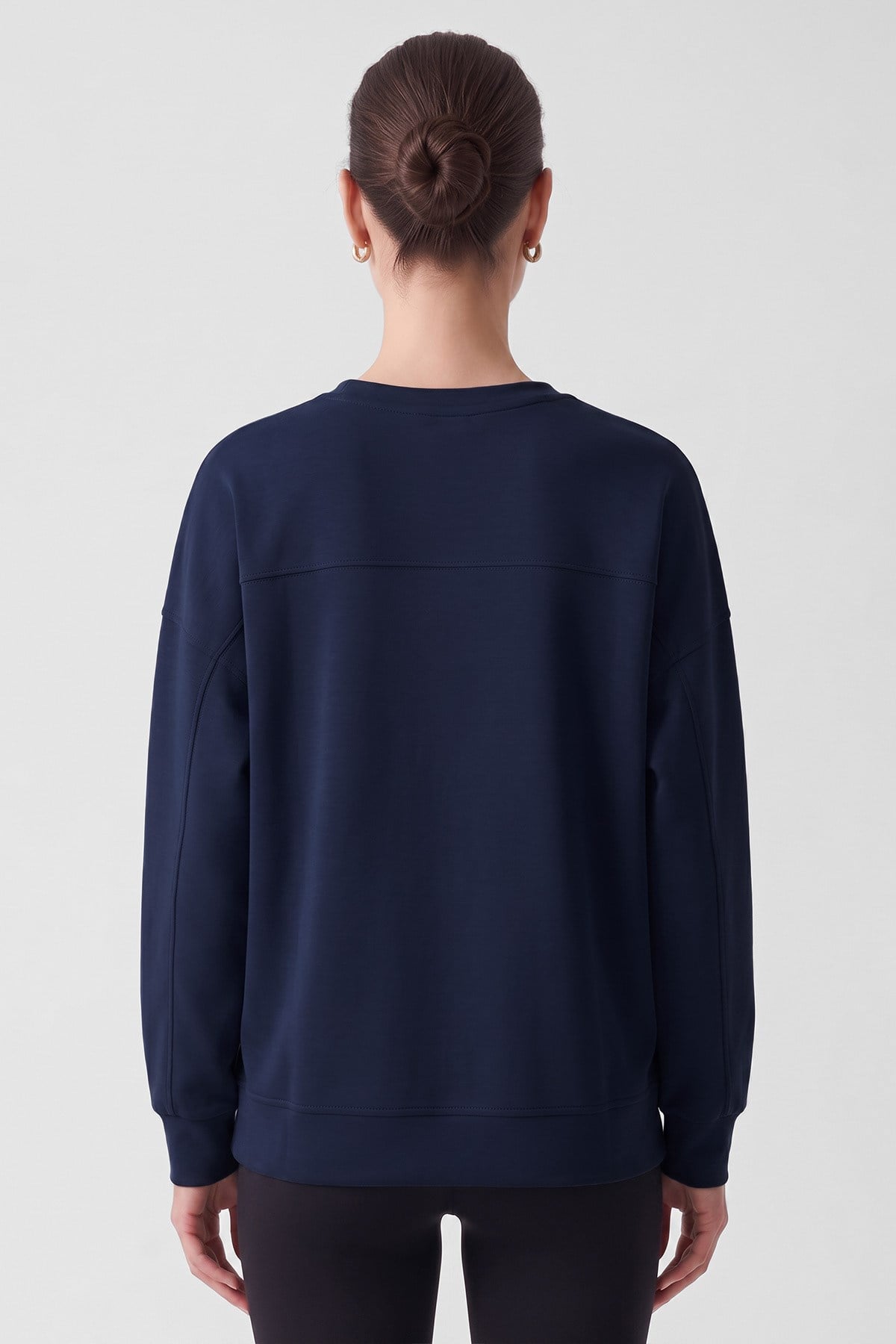 Mısırlı Kadın Modal Bisiklet Yaka Sweatshirt Koyu Lacivert