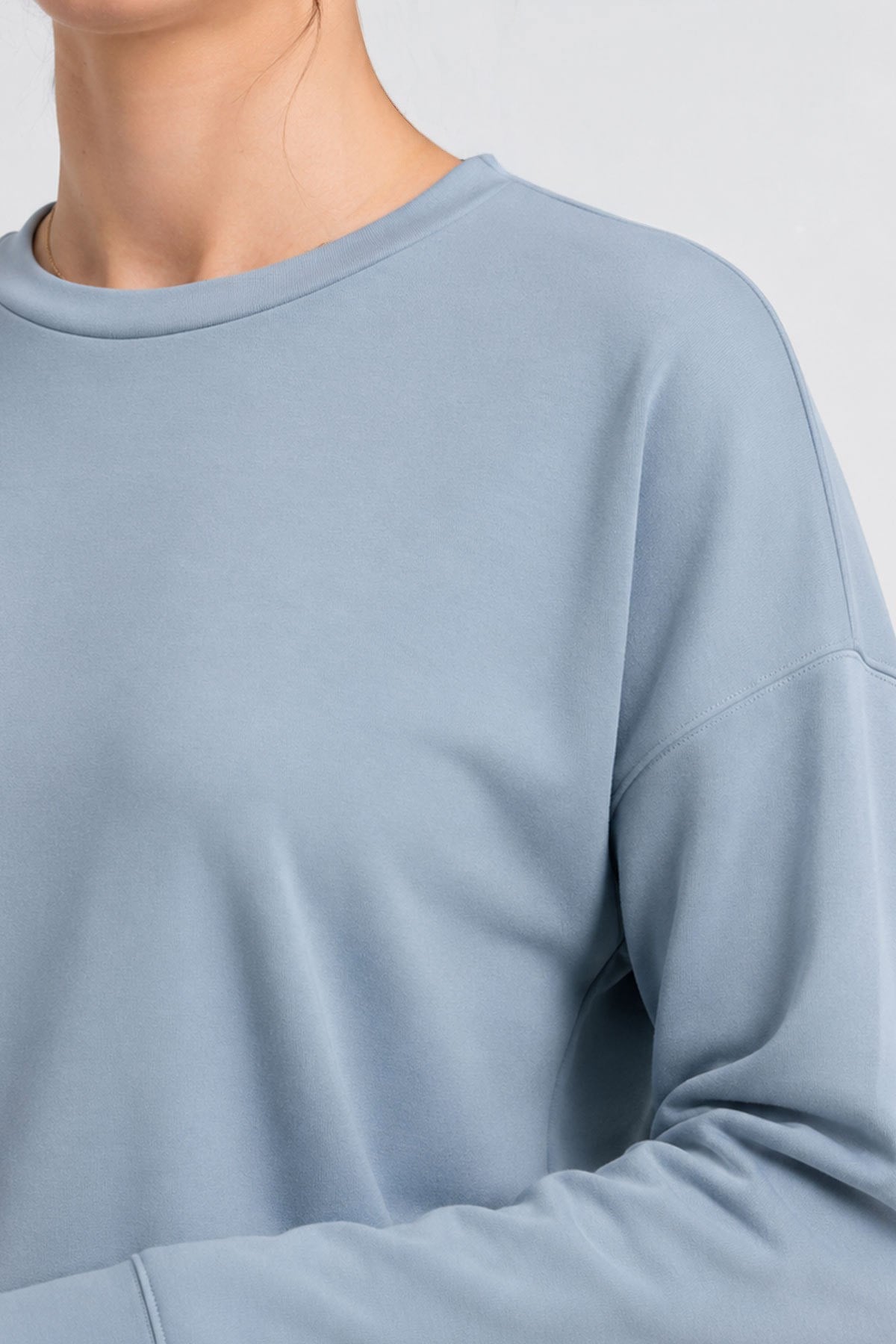 Mısırlı Kadın Modal Crop Sweatshirt Mavi