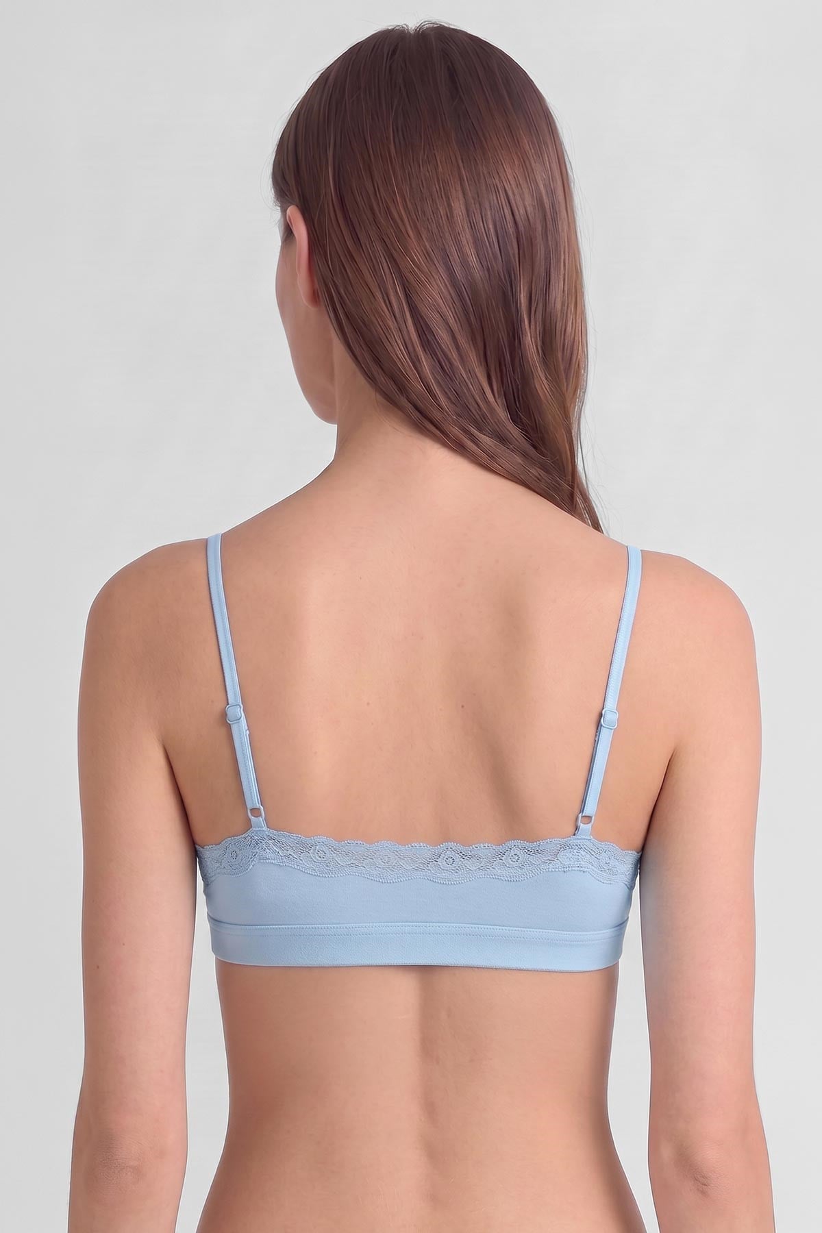 Mısırlı Kadın Modal Dantelli Seamless Bralet Açık Mavi