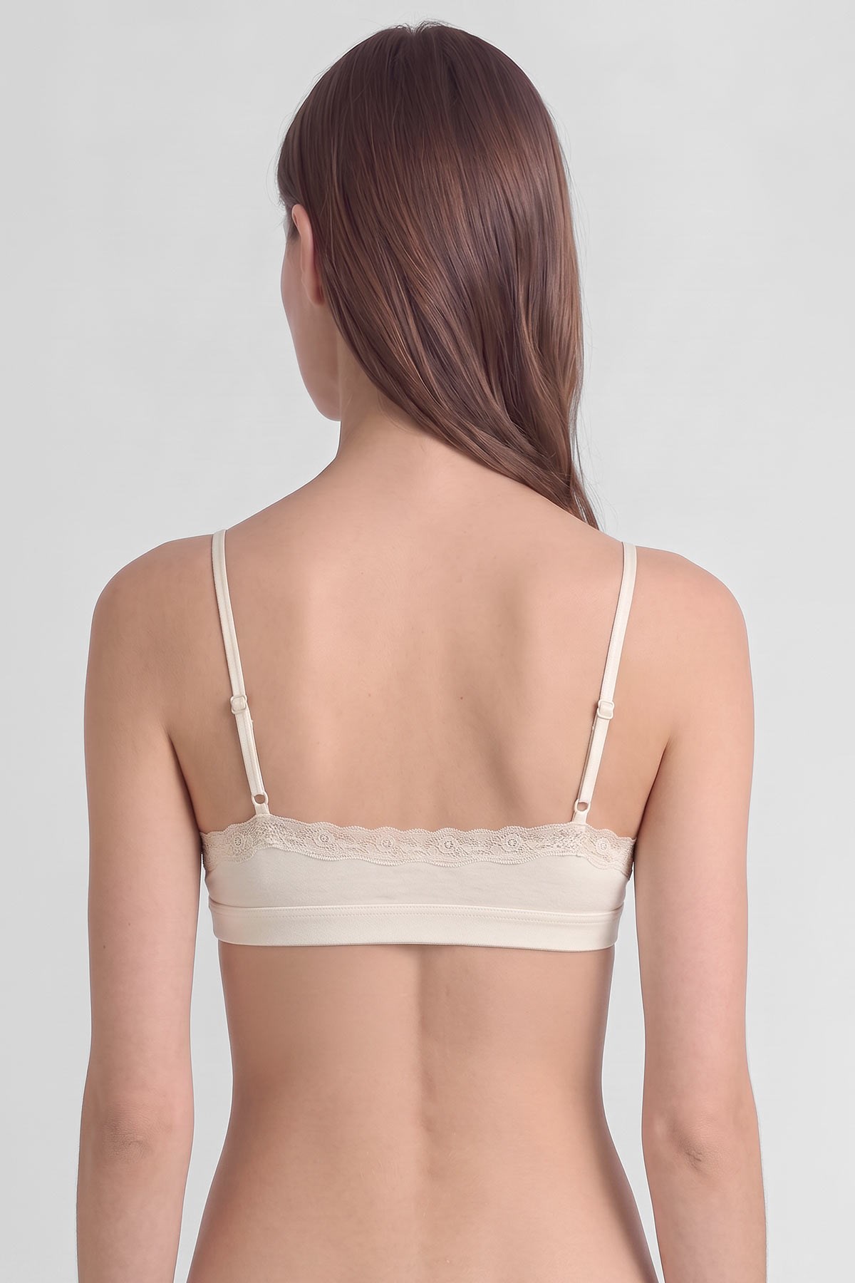 Mısırlı Kadın Modal Dantelli Seamless Bralet Ekru