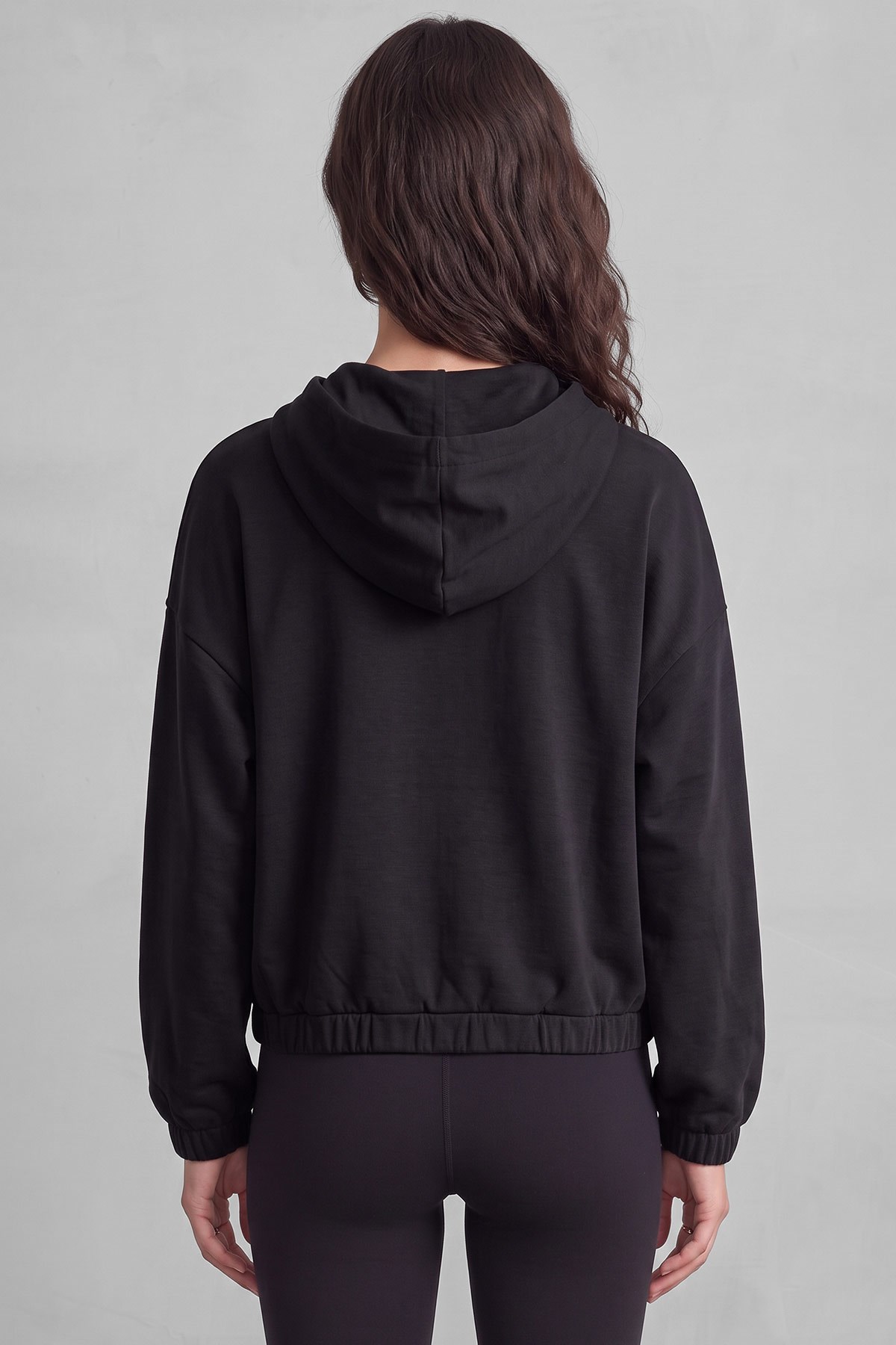 Mısırlı Kadın Modal Fermuarlı Crop Sweatshirt Atrasit