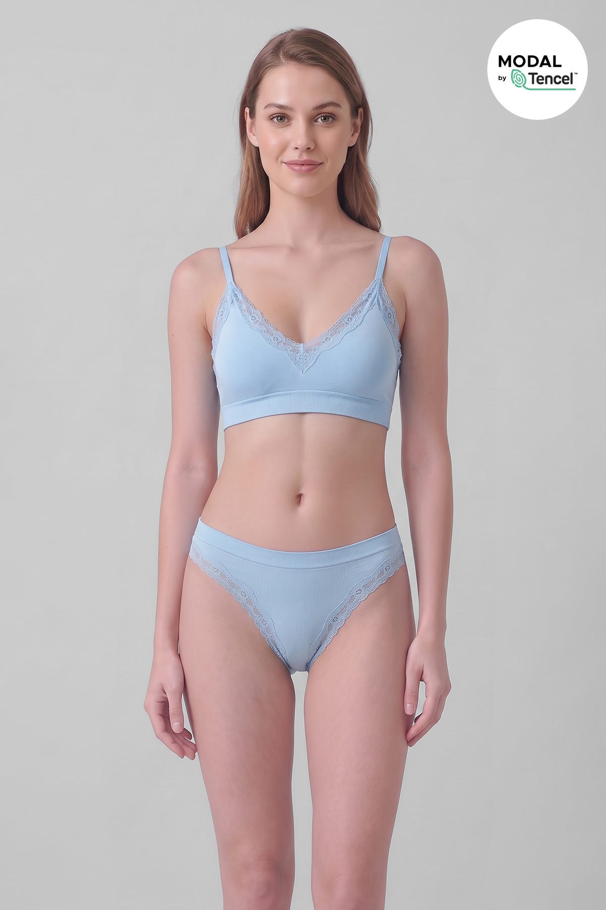 Mısırlı Kadın Modal Seamless Brief Slip Açık Mavi