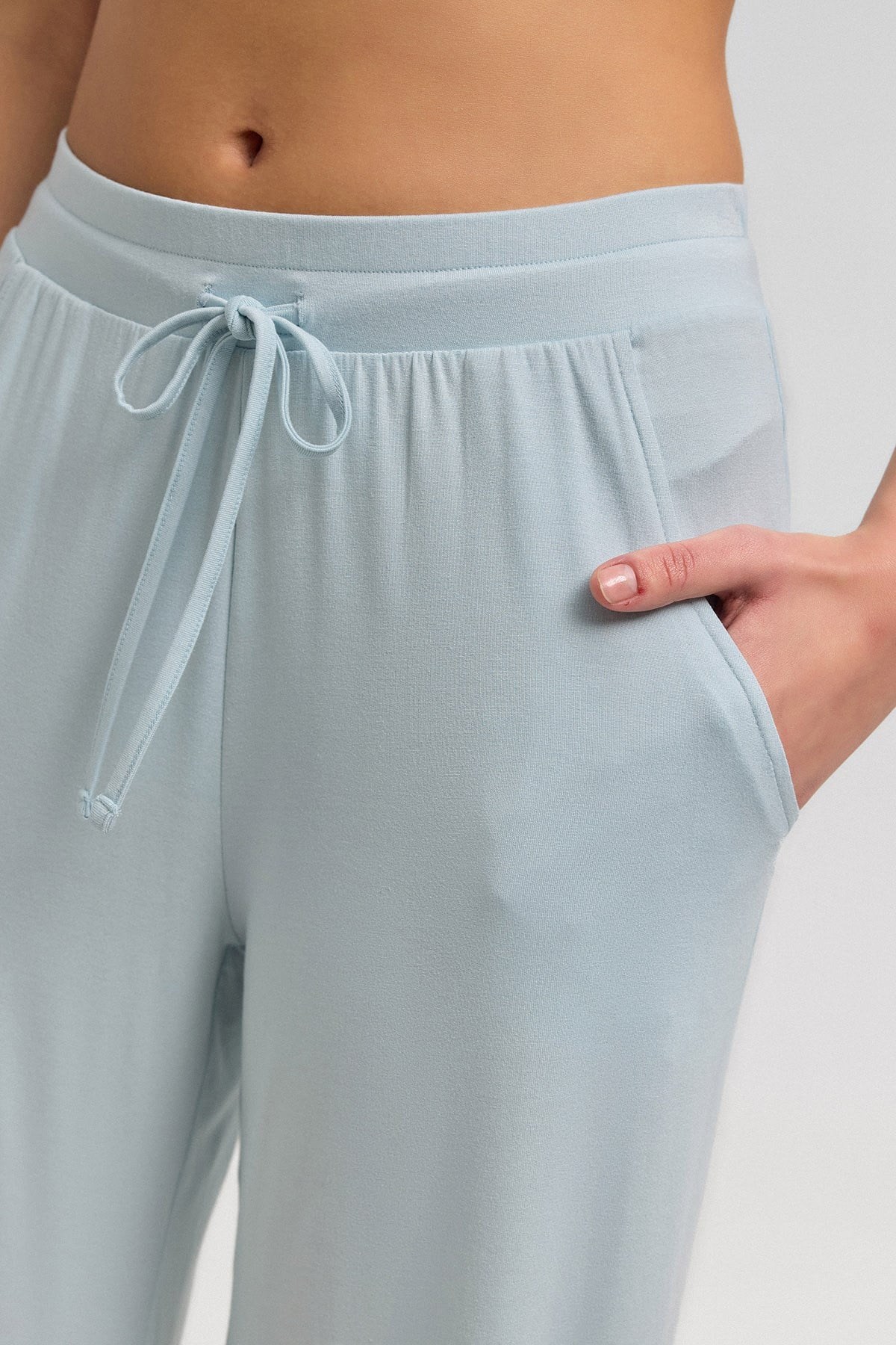 Mısırlı Kadın Pamuk Kapri Pijama Açık Mavi