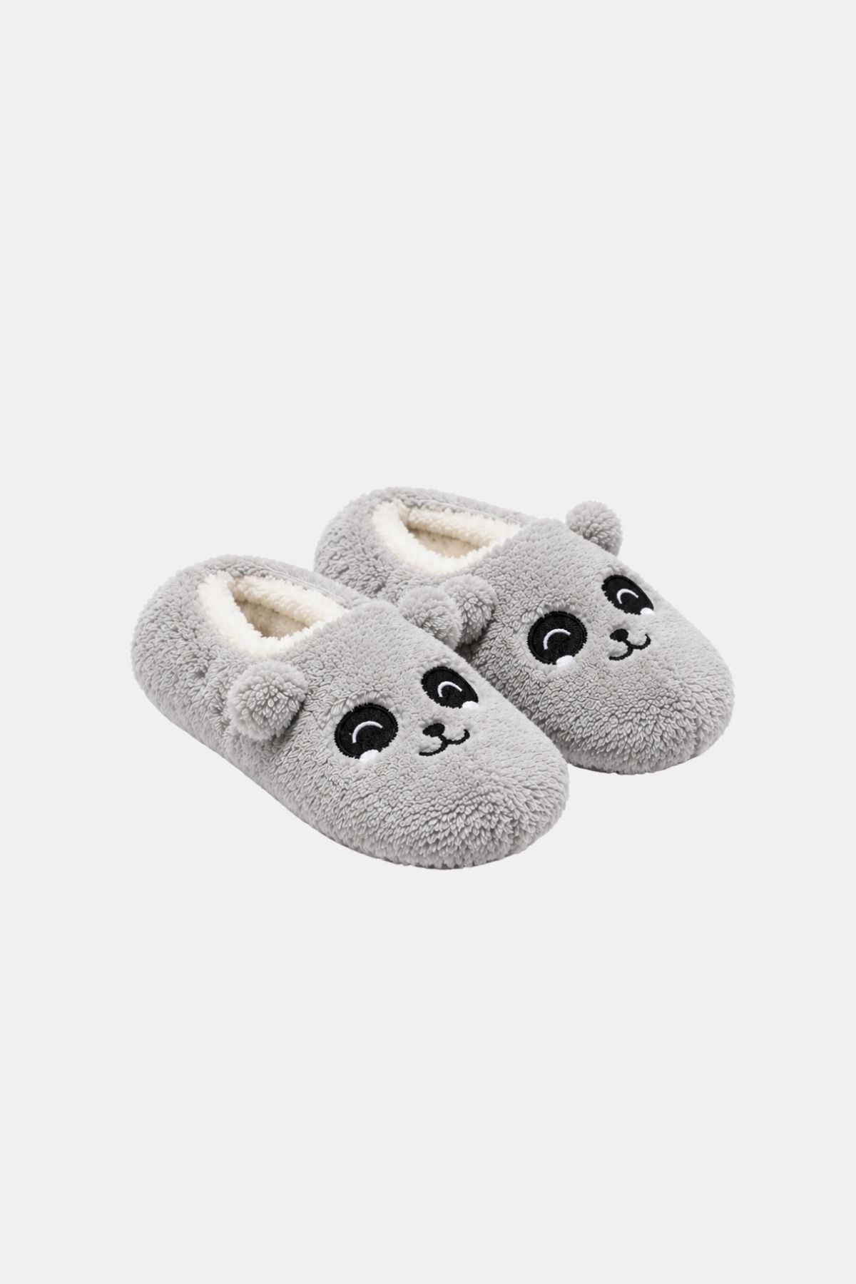 Mısırlı Panda Figürlü Panduf Açık Gri