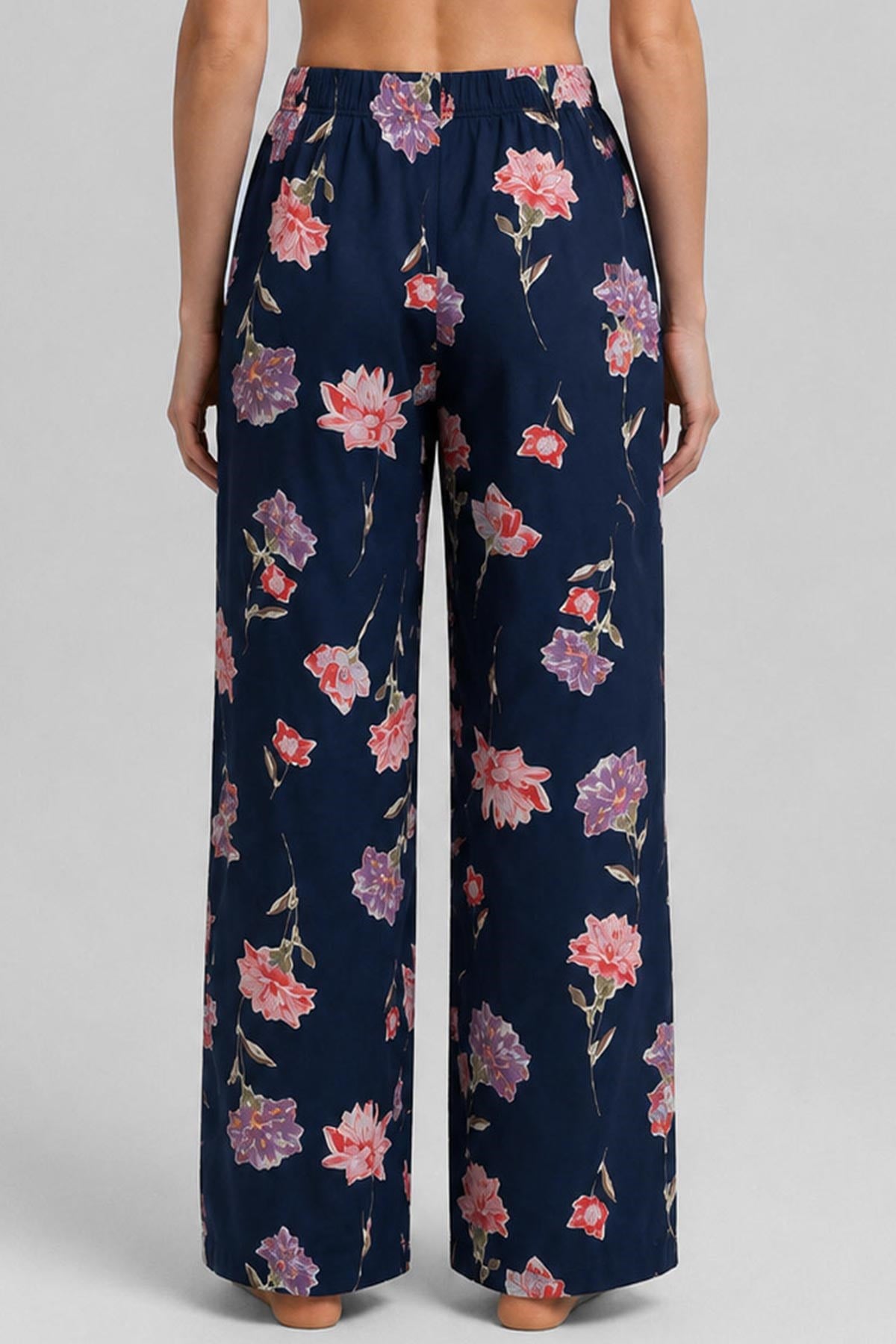 Mısırlı Kadın Viskon Alt Pijama Açık Lacivert