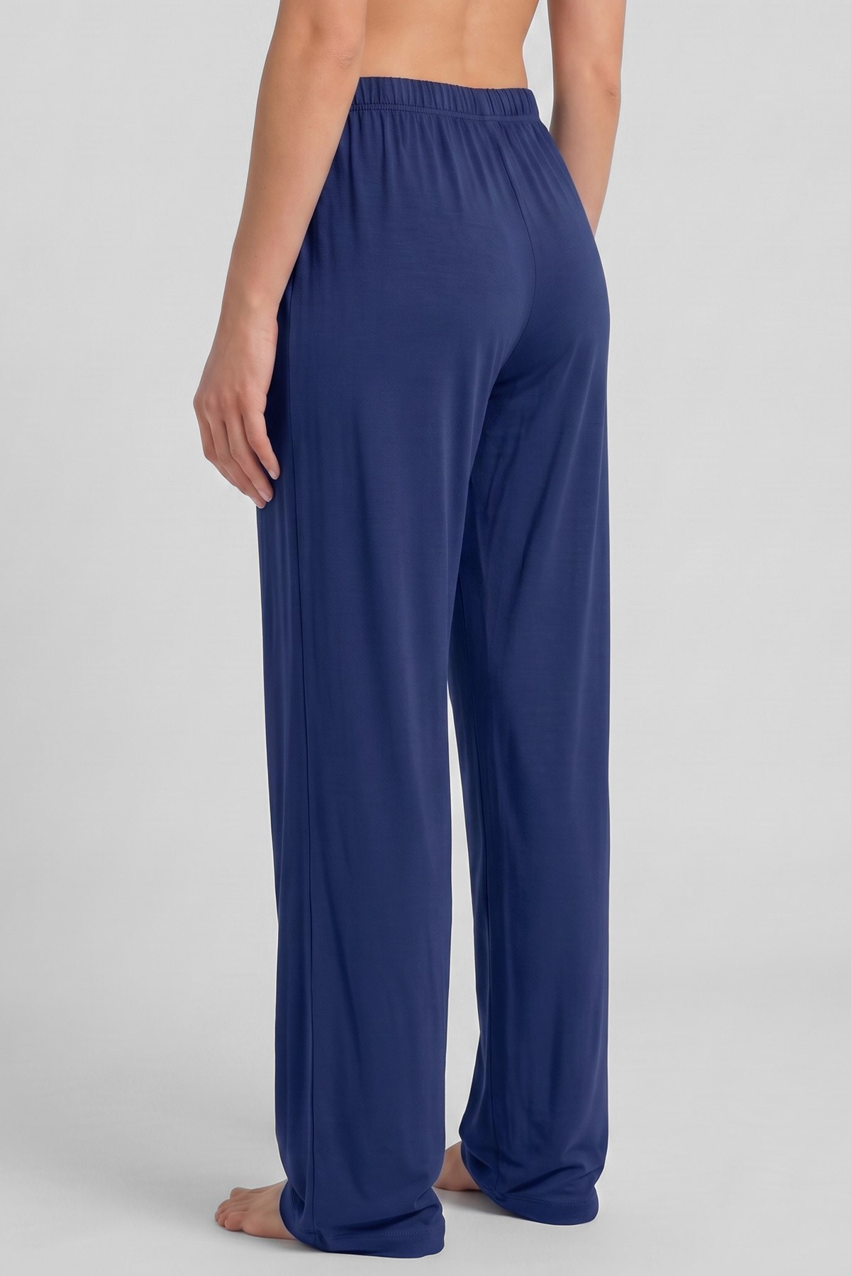 Mısırlı Kadın Viskon Düz Kesim Alt Pijama Açık Lacivert