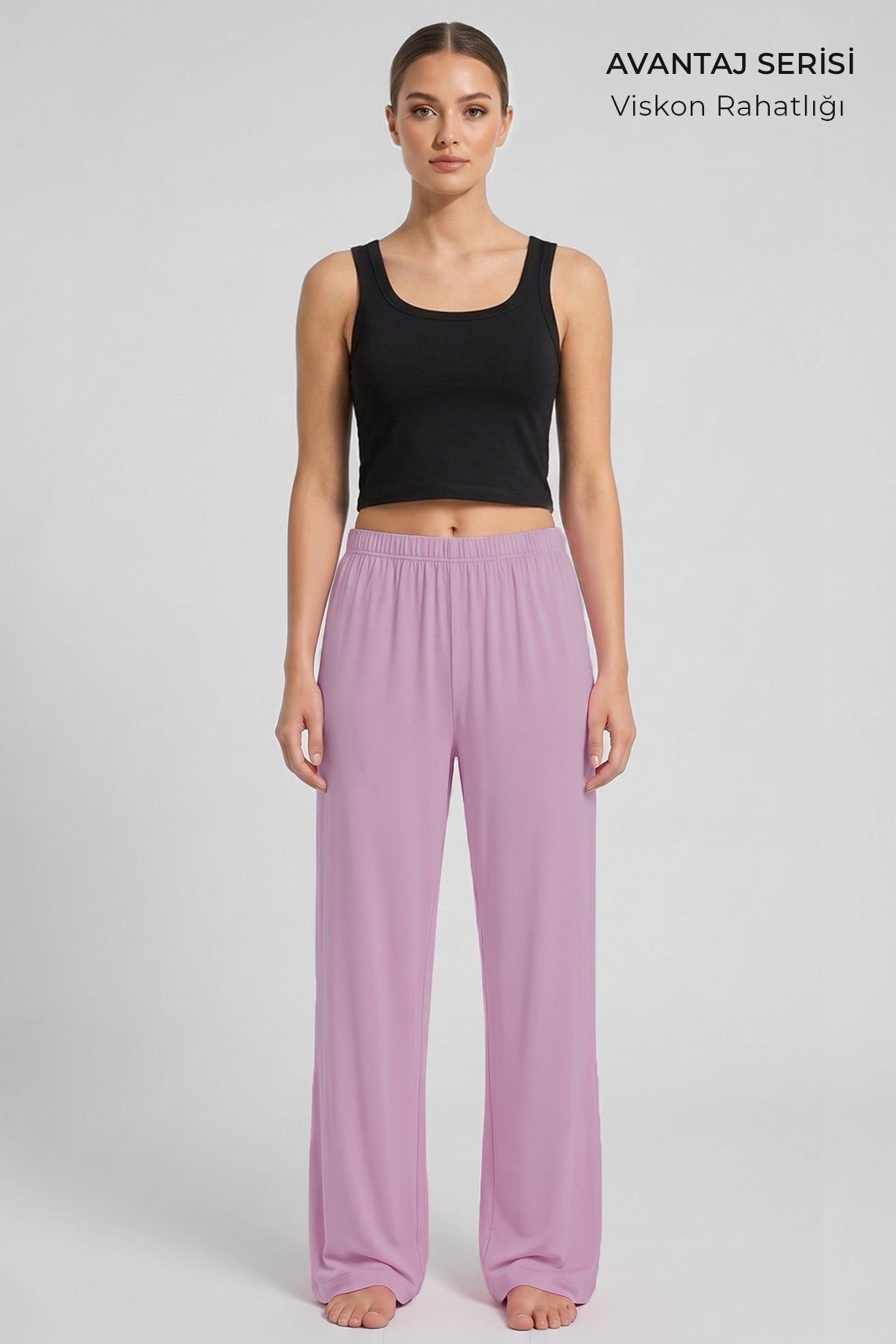 Mısırlı Kadın Viskon Alt Pijama Koyu Pembe