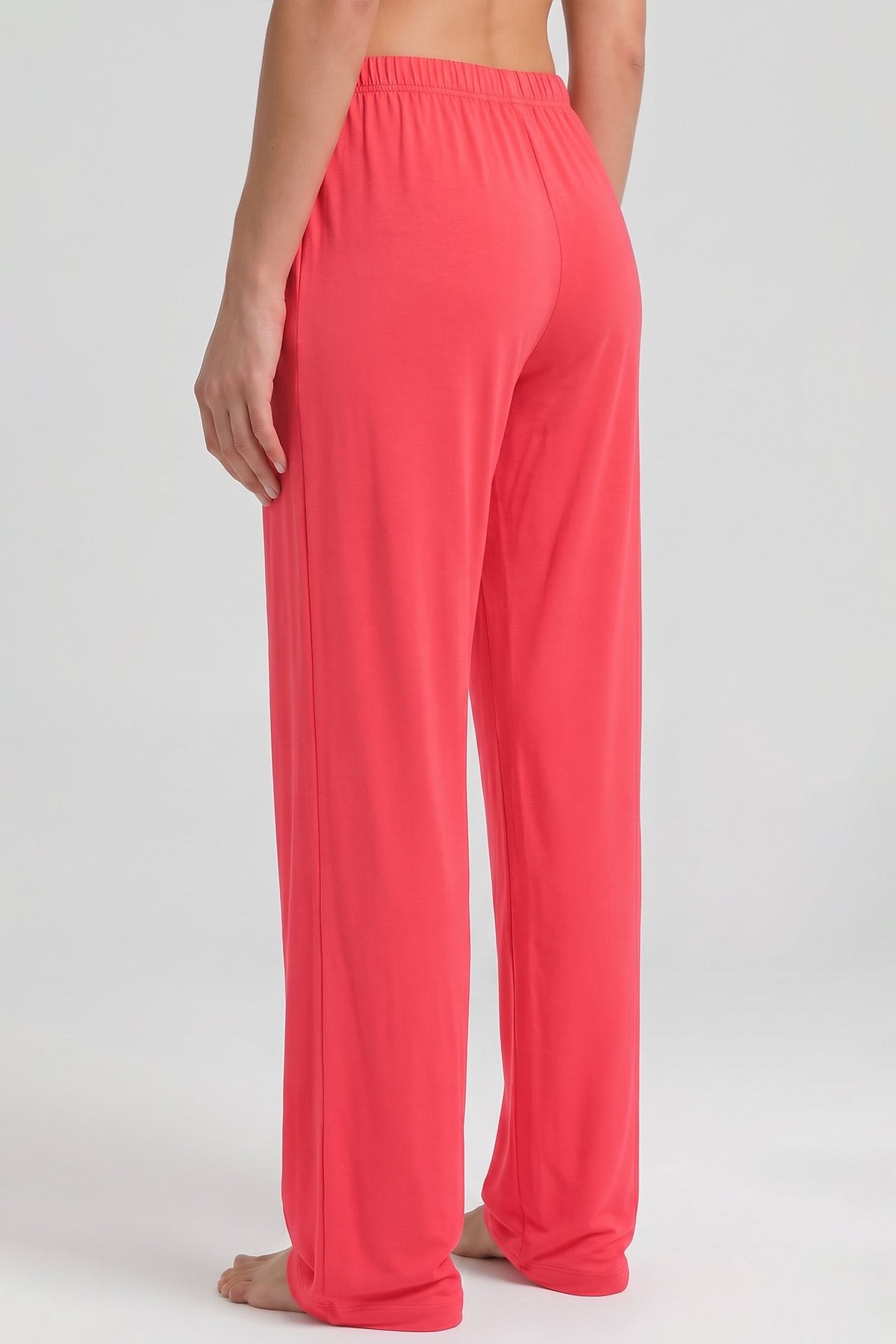 Mısırlı Kadın Viskon Düz Kesim Alt Pijama Mercan Kırmızısı