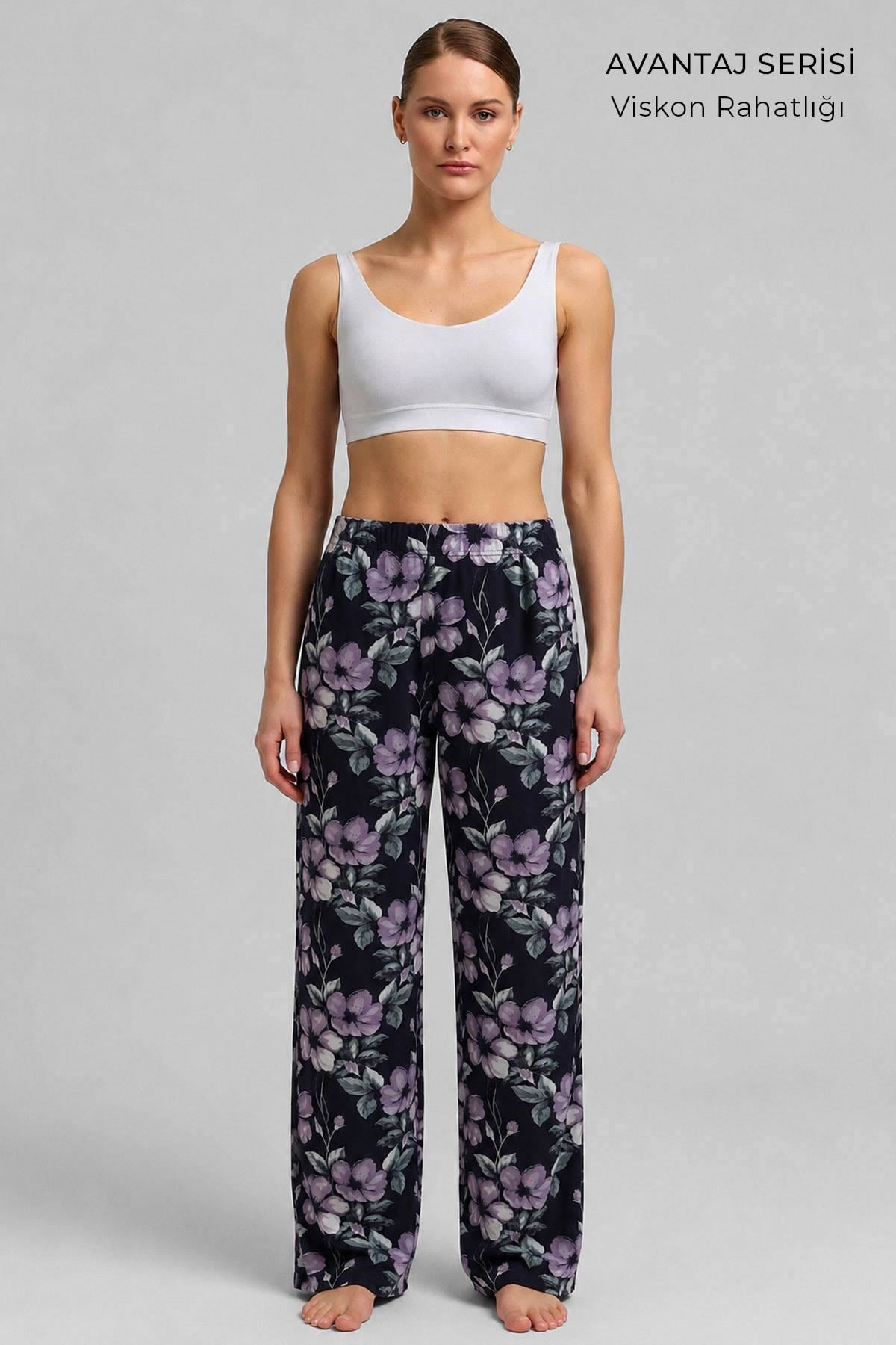 Mısırlı Kadın Viskon Alt Pijama Siyah