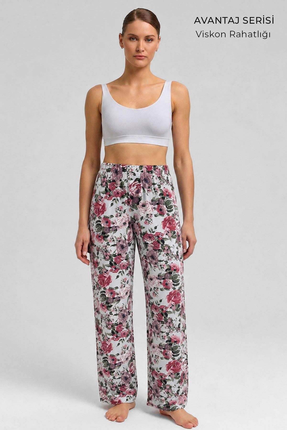 Mısırlı Kadın Viskon Alt Pijama Su Yeşili