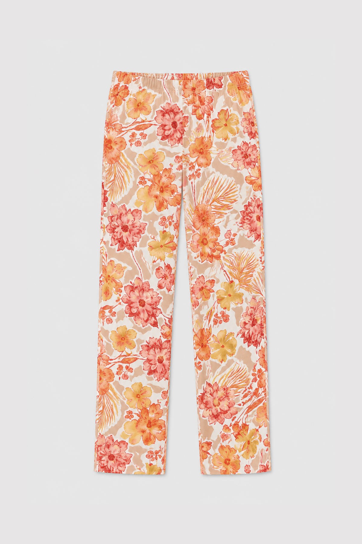 Kadın Viskon Çiçekli Alt Pijama Oranj