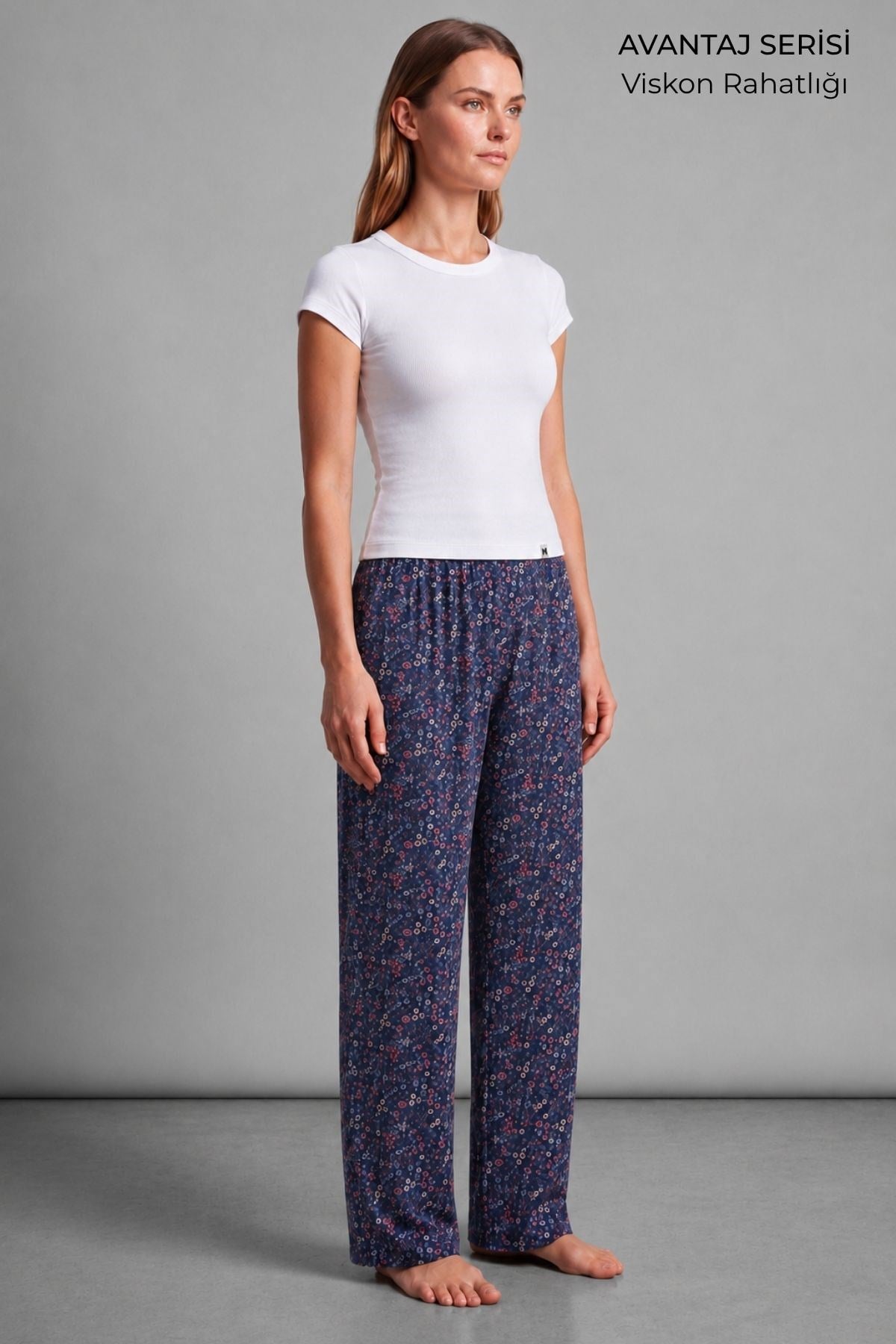 Mısırlı Kadın Viskon Alt Pijama İndigo