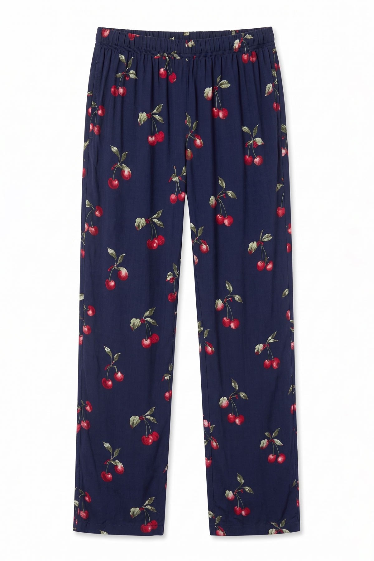 Mısırlı Kadın Viskon Çiçekli Alt Pijama Lacivert