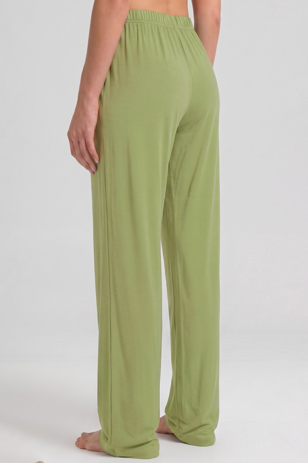 Mısırlı Kadın Viskon Düz Kesim Alt Pijama Limon Yeşili
