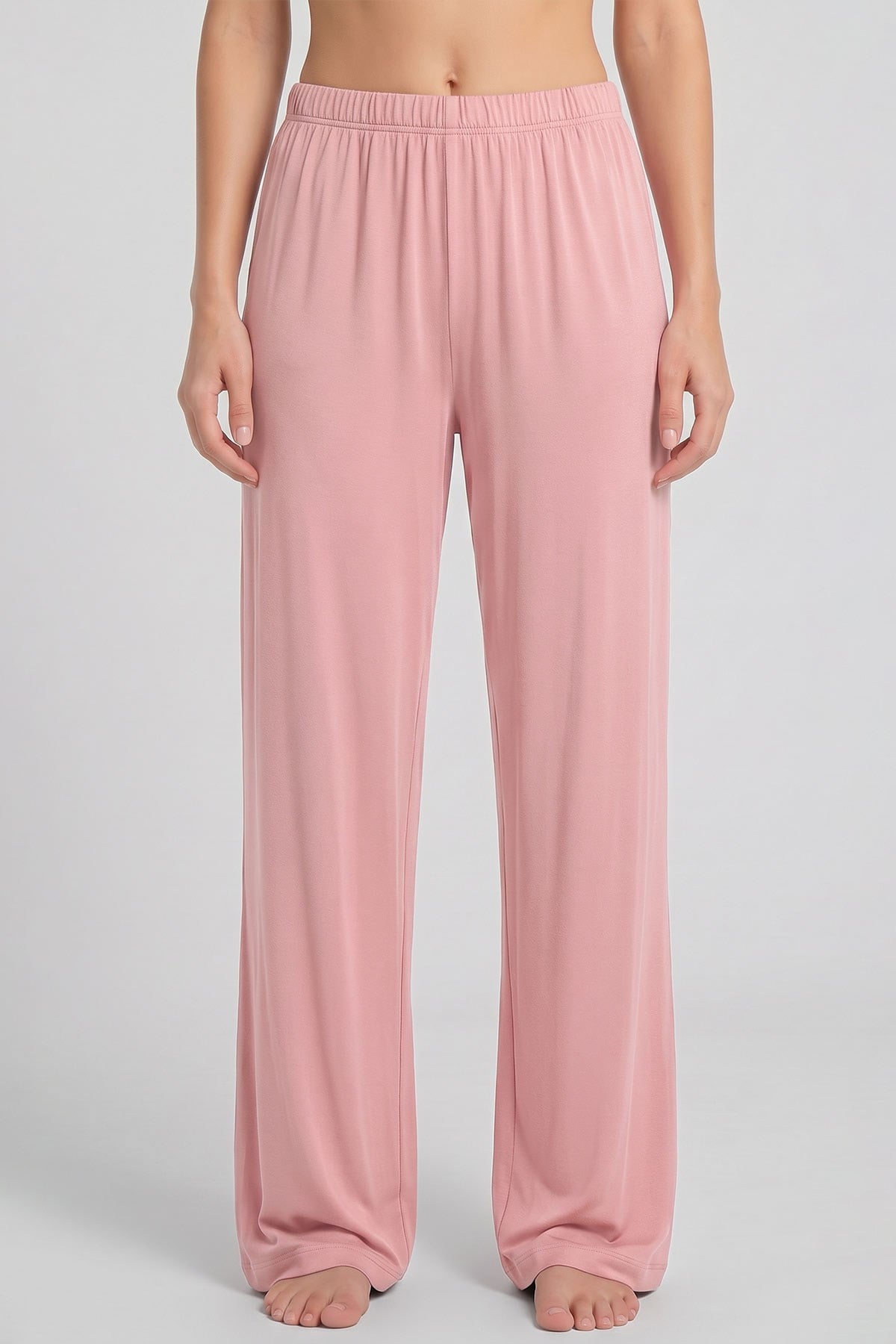 Mısırlı Kadın Viskon Düz Kesim Alt Pijama Açık Pembe