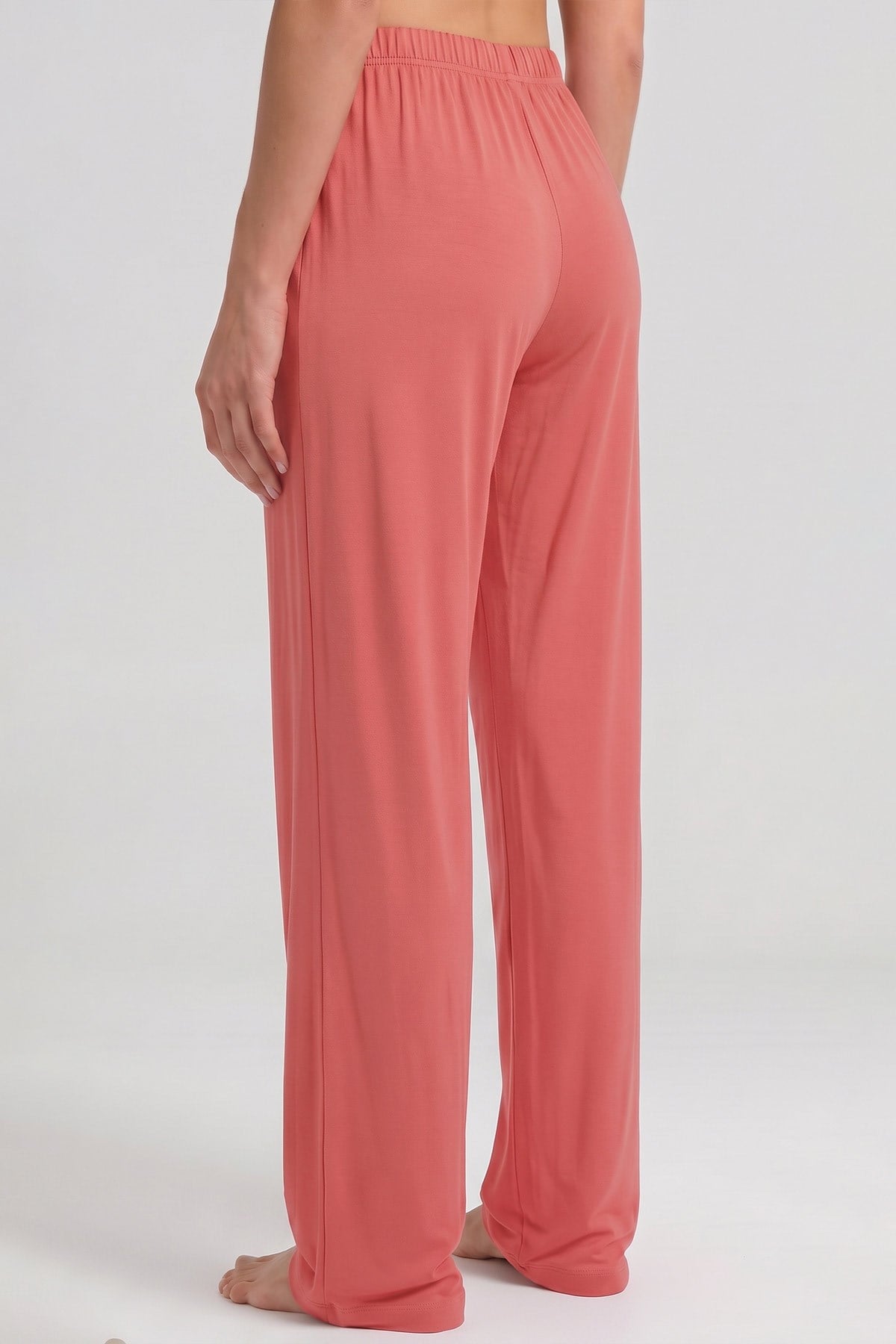 Mısırlı Kadın Viskon Düz Kesim Alt Pijama Kiremit Pembe