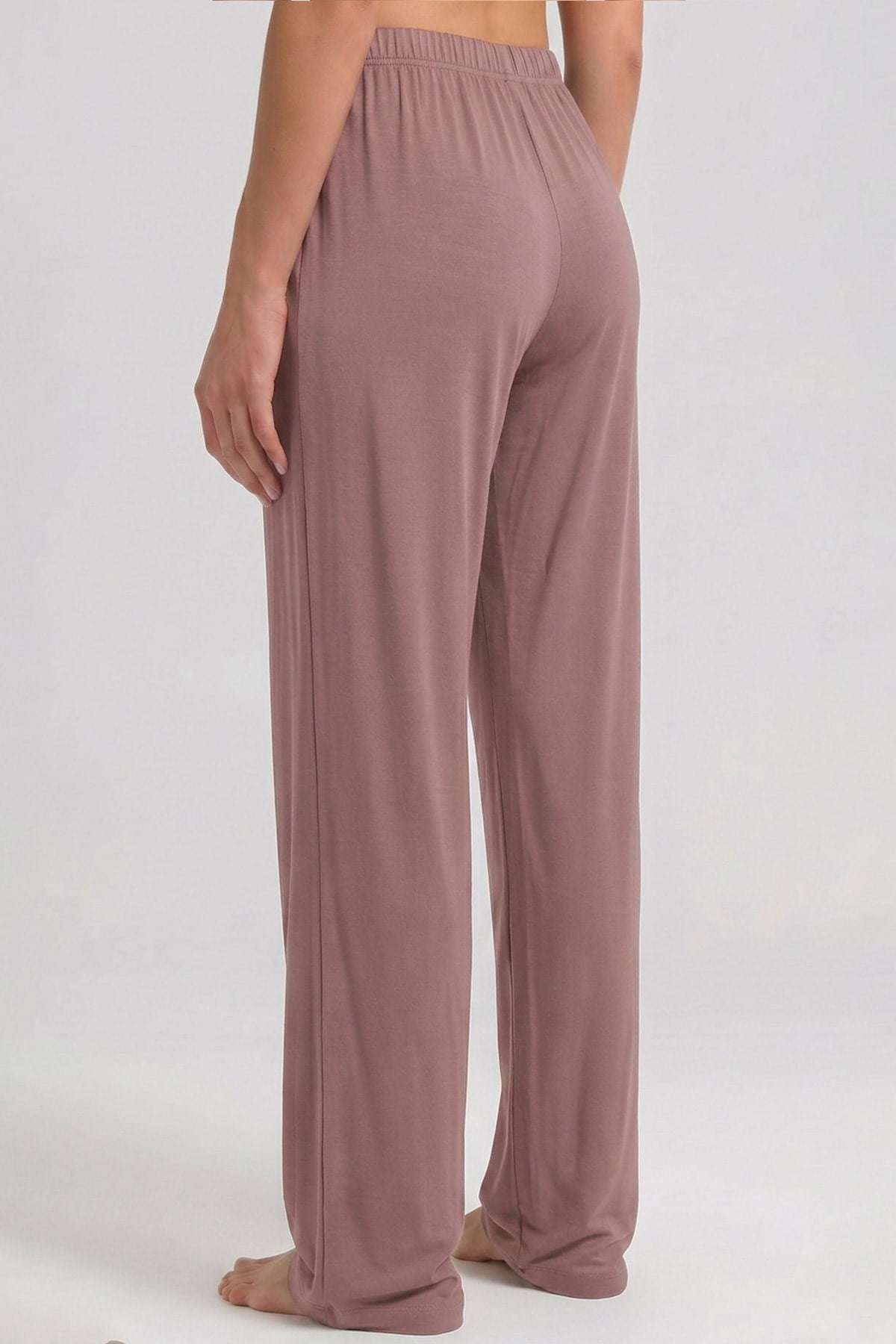 Mısırlı Kadın Viskon Düz Kesim Alt Pijama Toprak Bej