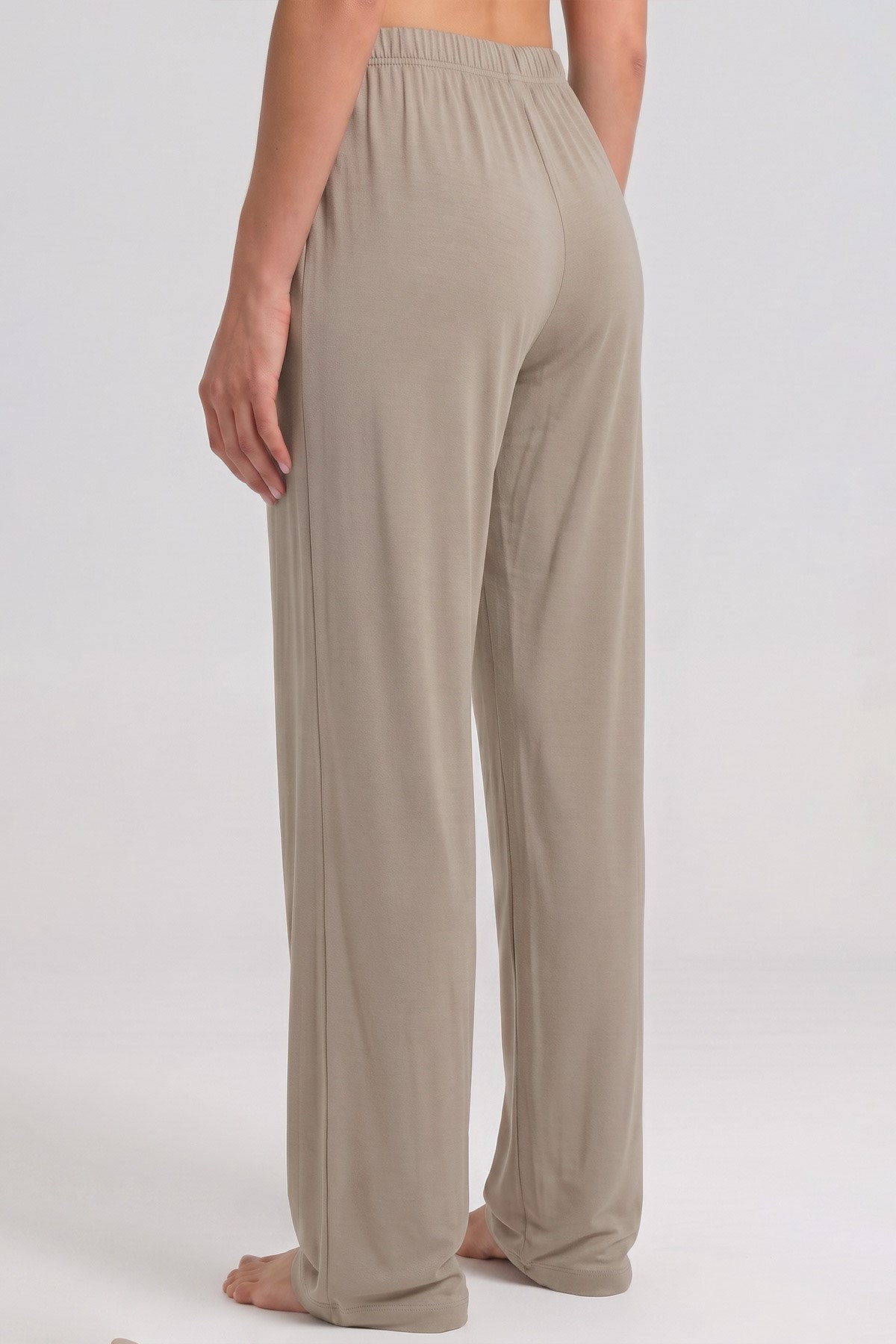 Mısırlı Kadın Viskon Düz Kesim Alt Pijama Vizon