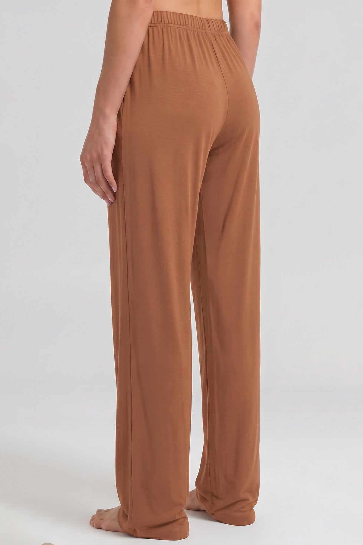 Mısırlı Kadın Viskon Düz Kesim Alt Pijama Taba