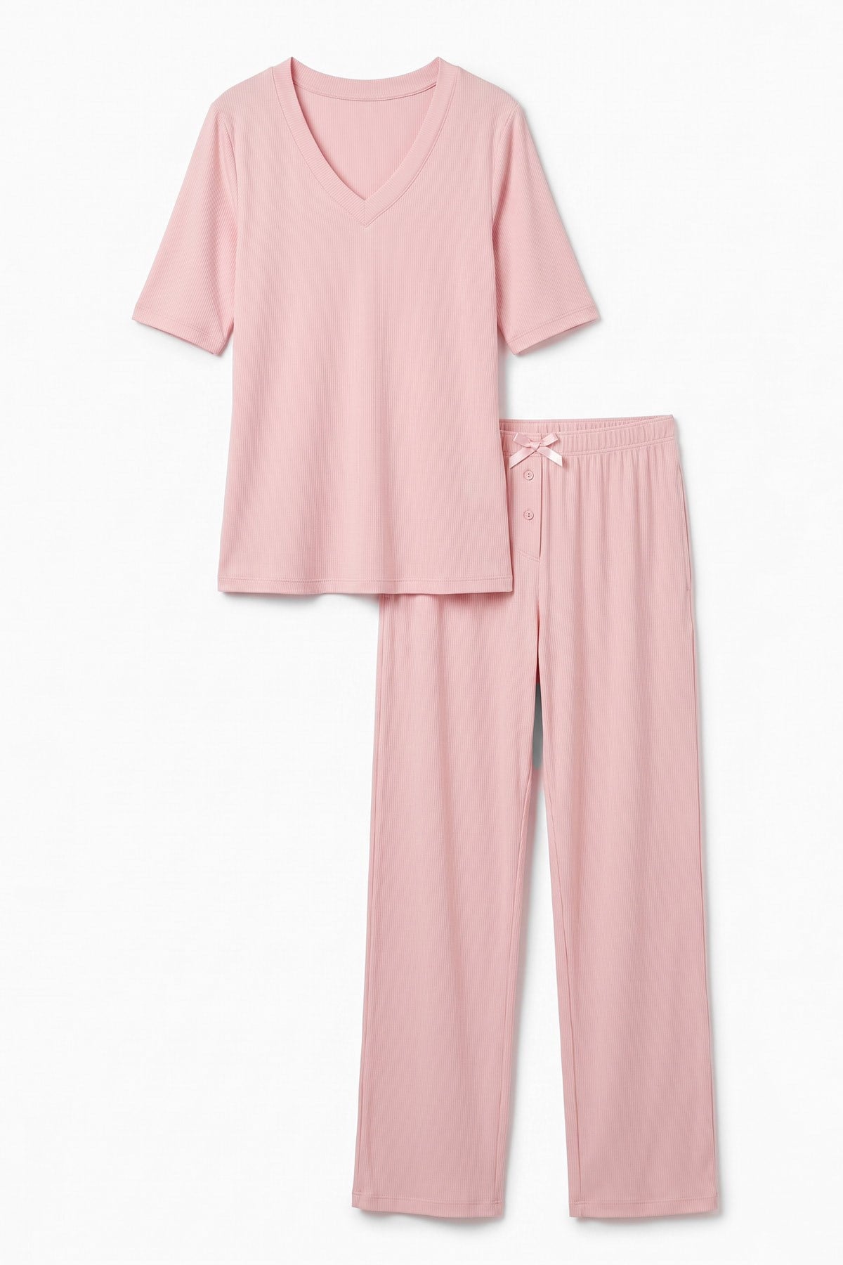Mısırlı Kadın Viskon Kaşkorse Kısa Kol Pijama Takım Açık Pembe