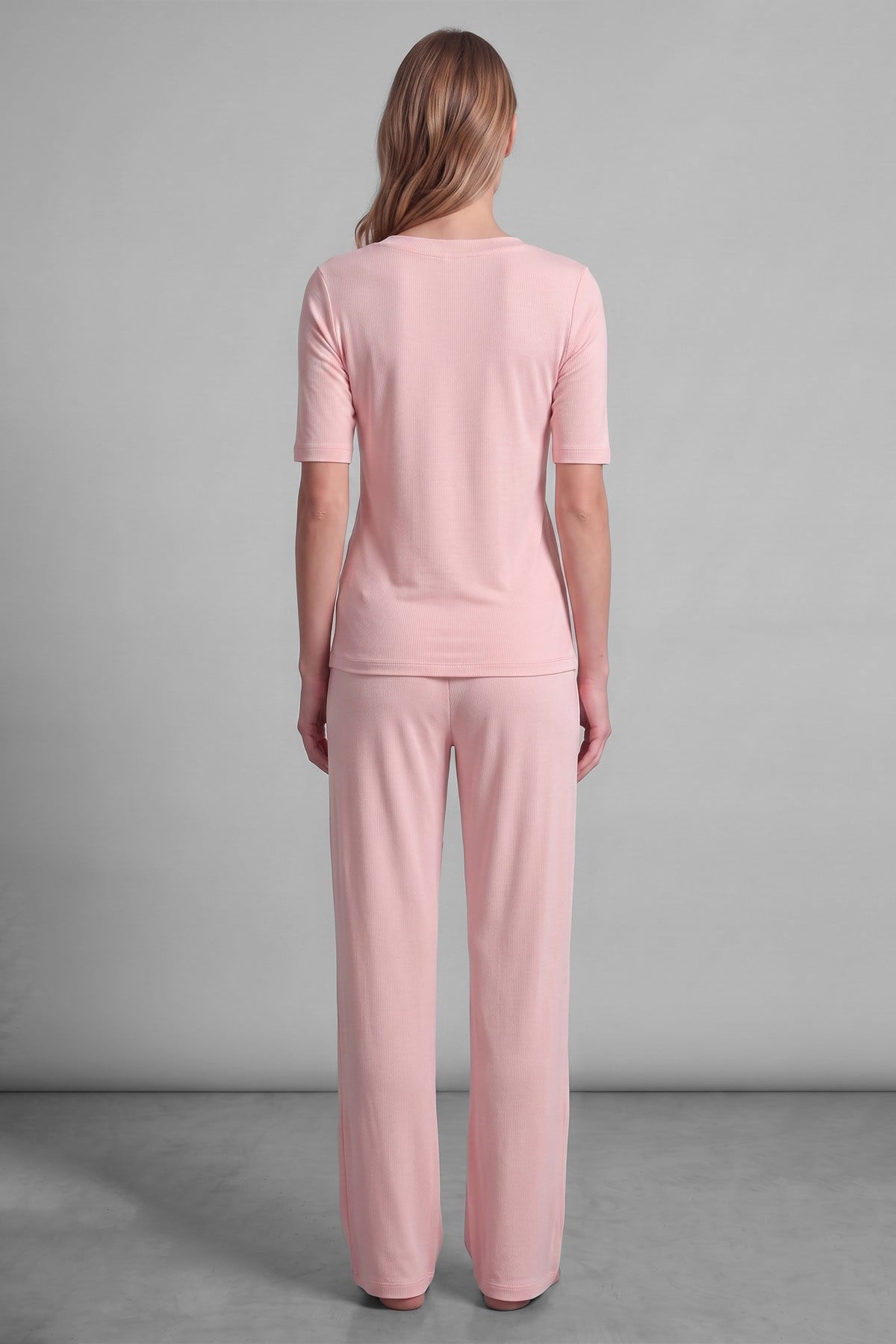 Mısırlı Kadın Viskon Kaşkorse Kısa Kol Pijama Takım Açık Pembe